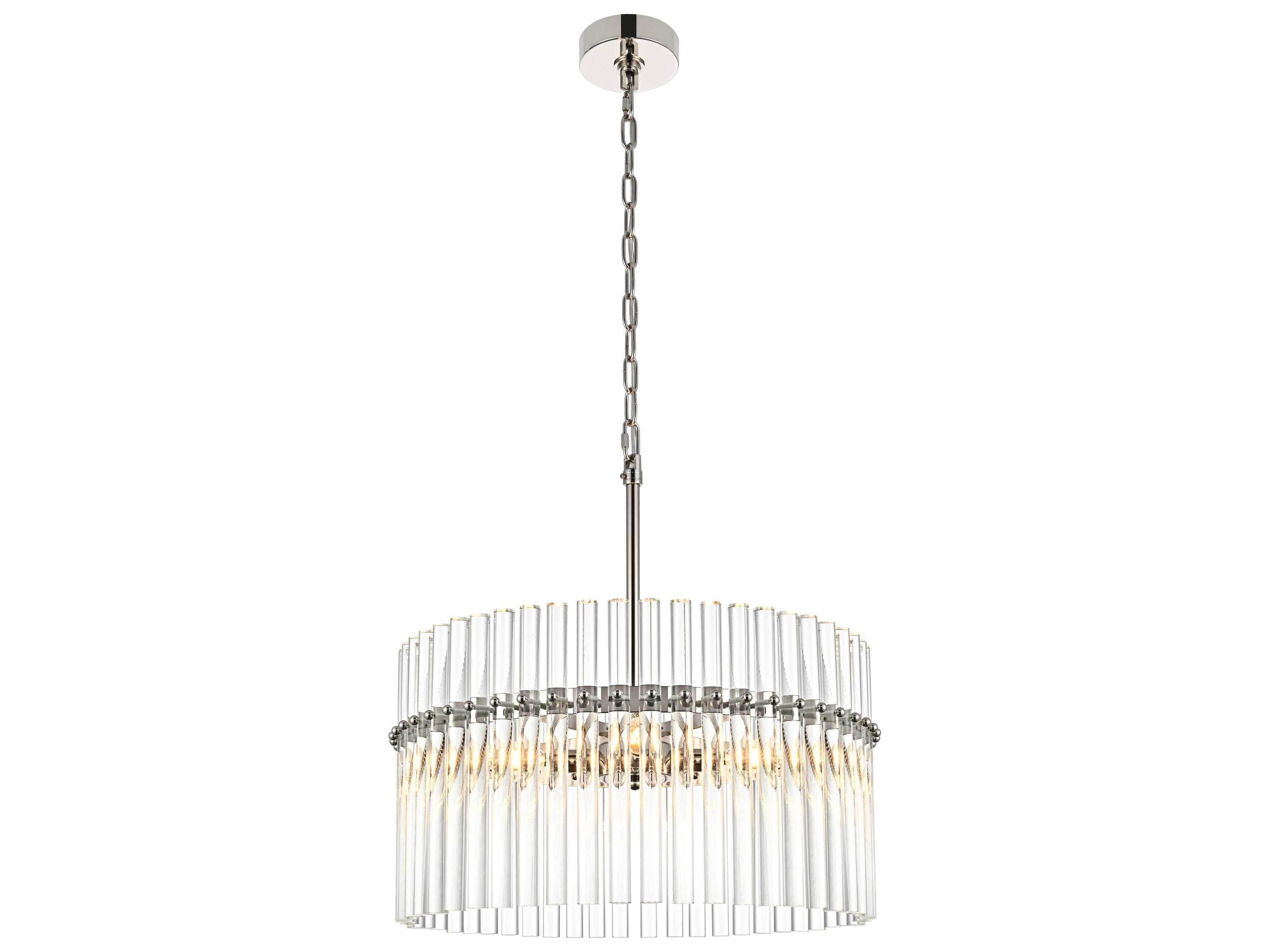 Elegant Lighting Paulina 4-Light Polished Nickel Drum Chandelier