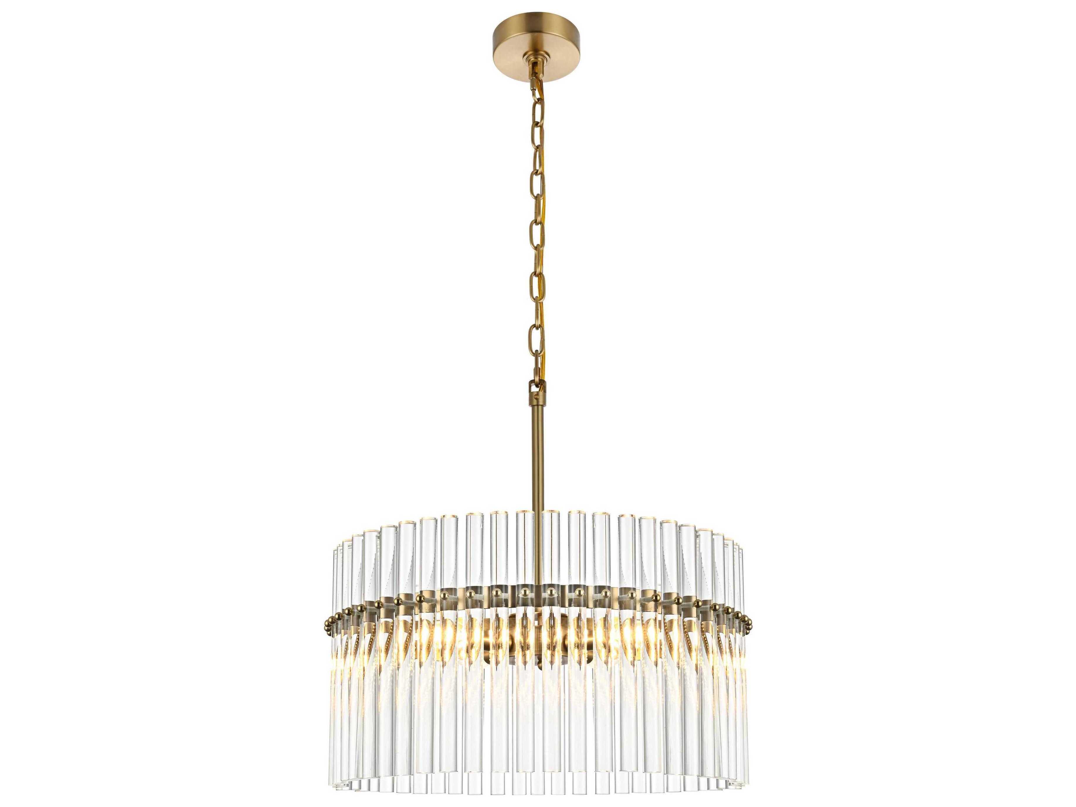 Elegant Lighting Paulina 4-Light Satin Gold Drum Chandelier