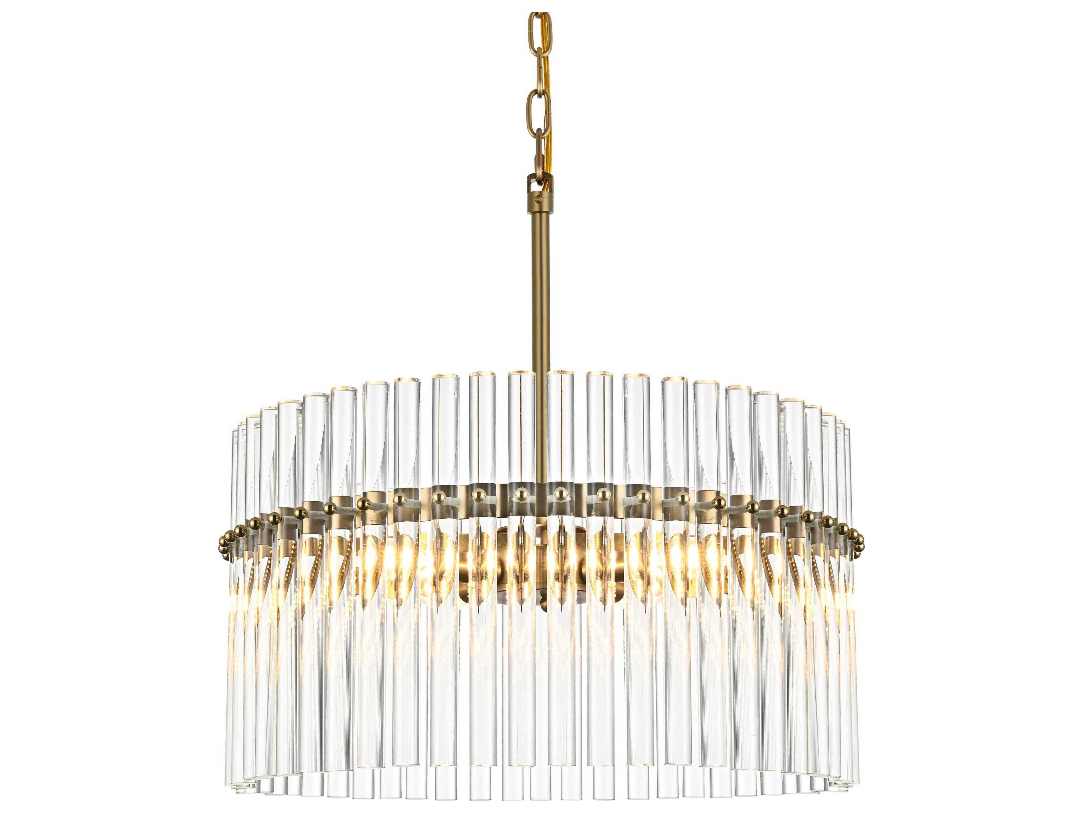 Elegant Lighting Paulina 4-Light Satin Gold Drum Chandelier