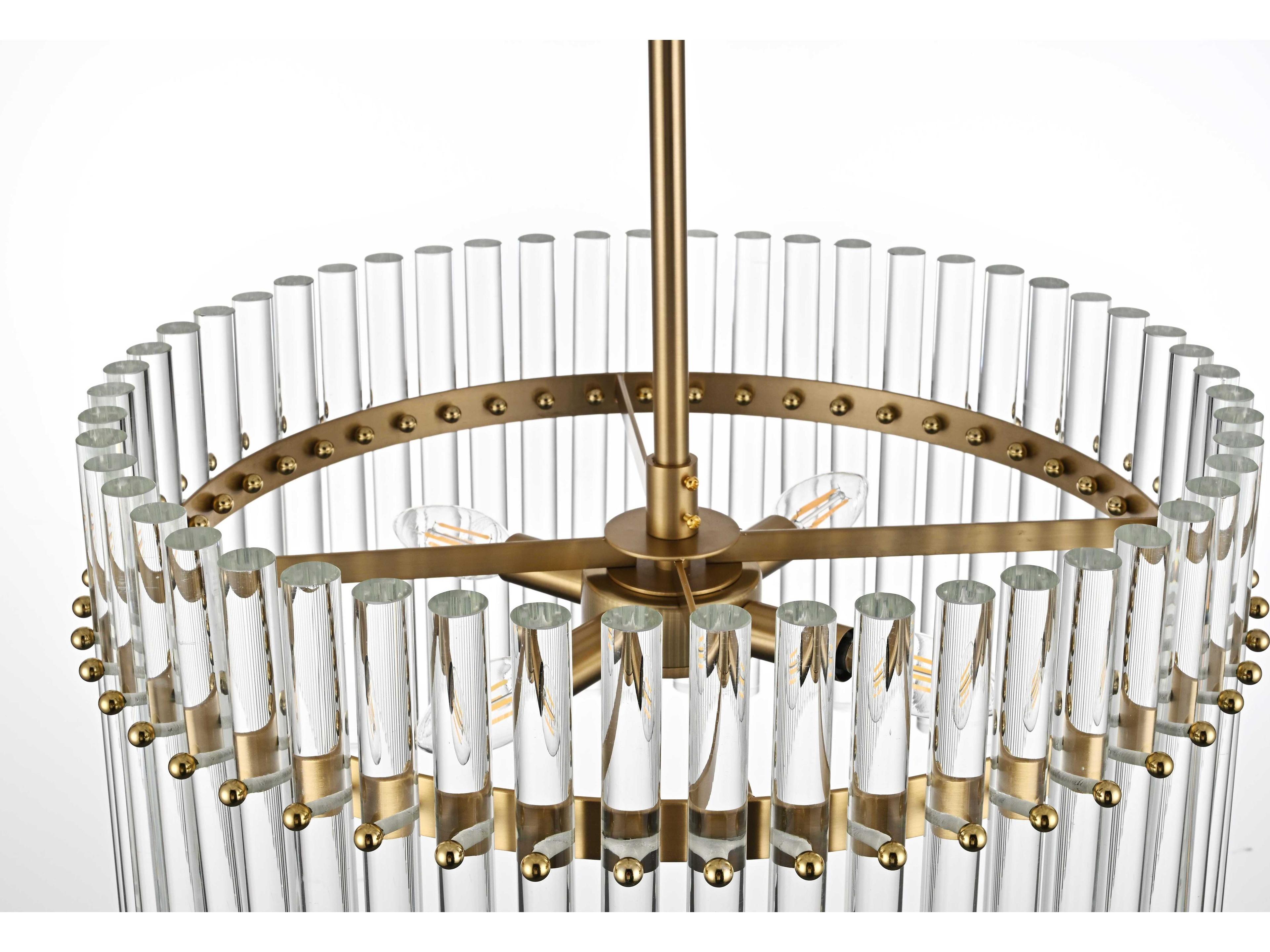 Elegant Lighting Paulina 4-Light Satin Gold Drum Chandelier