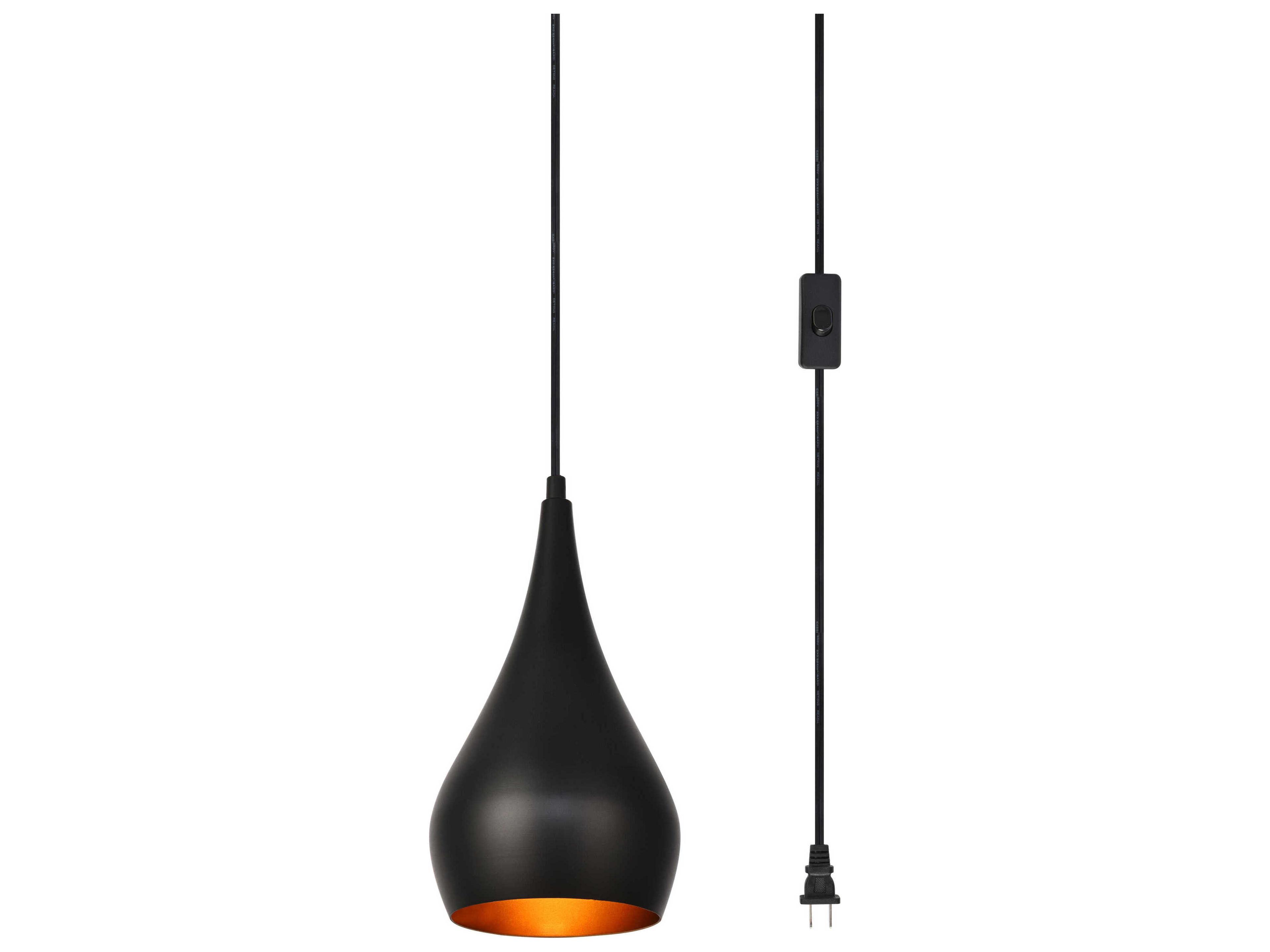 Elegant Lighting Nora 1-Light Black Bell Mini Pendant