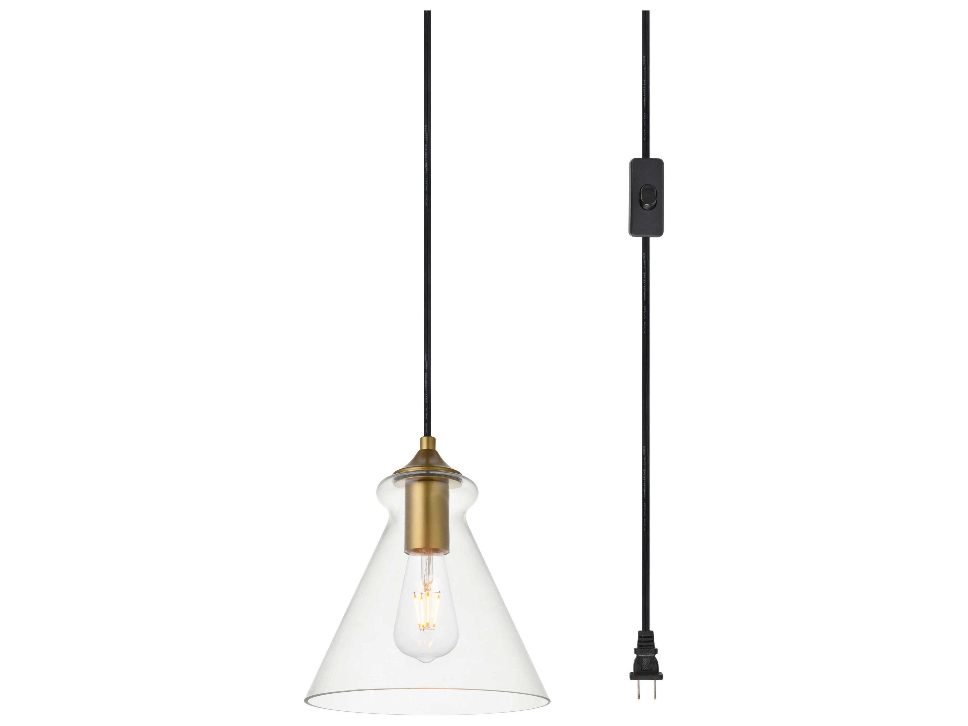 Elegant Lighting Destry 1-Light Brass Glass Mini Pendant