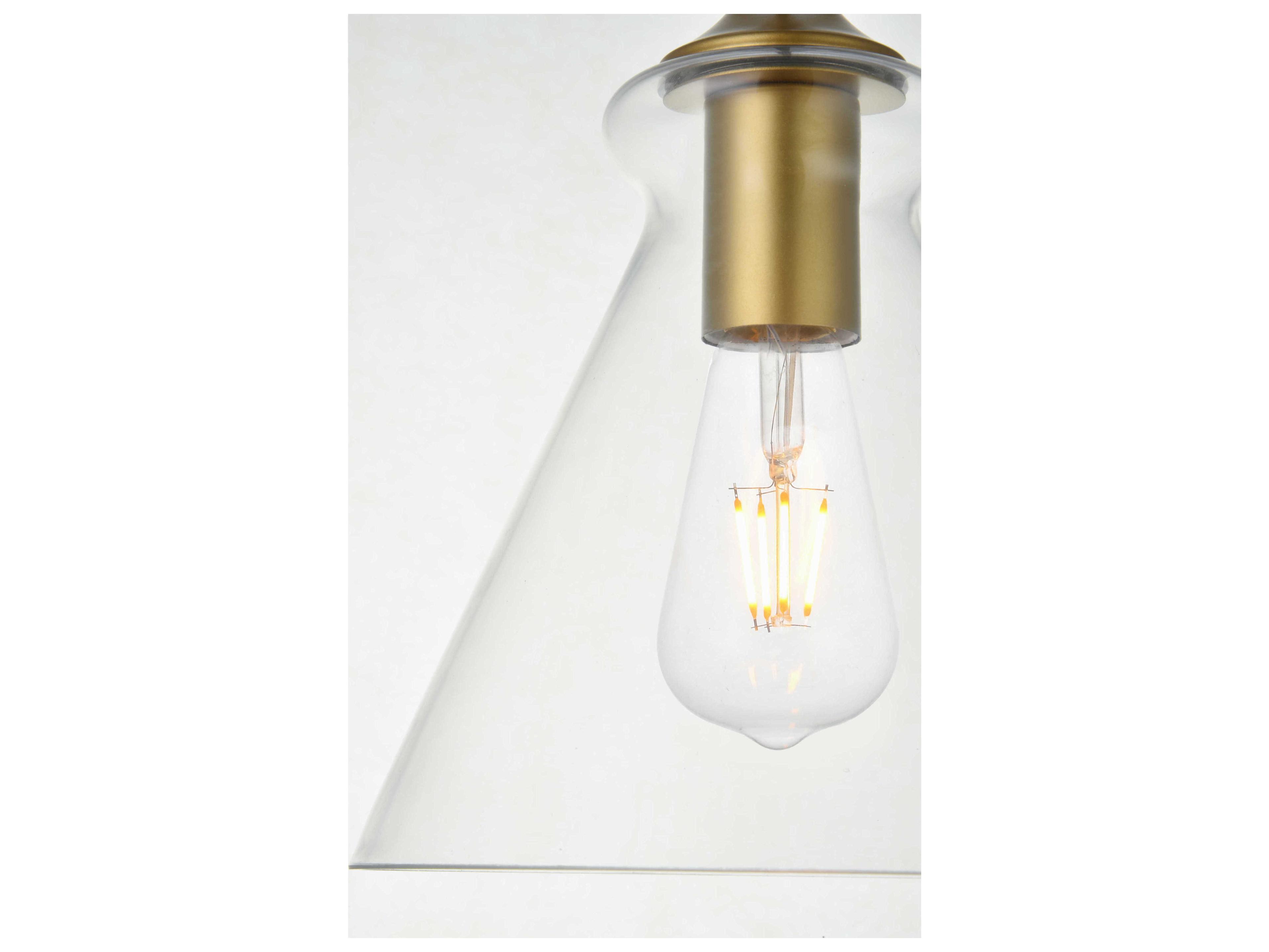 Elegant Lighting Destry 1-Light Brass Glass Mini Pendant