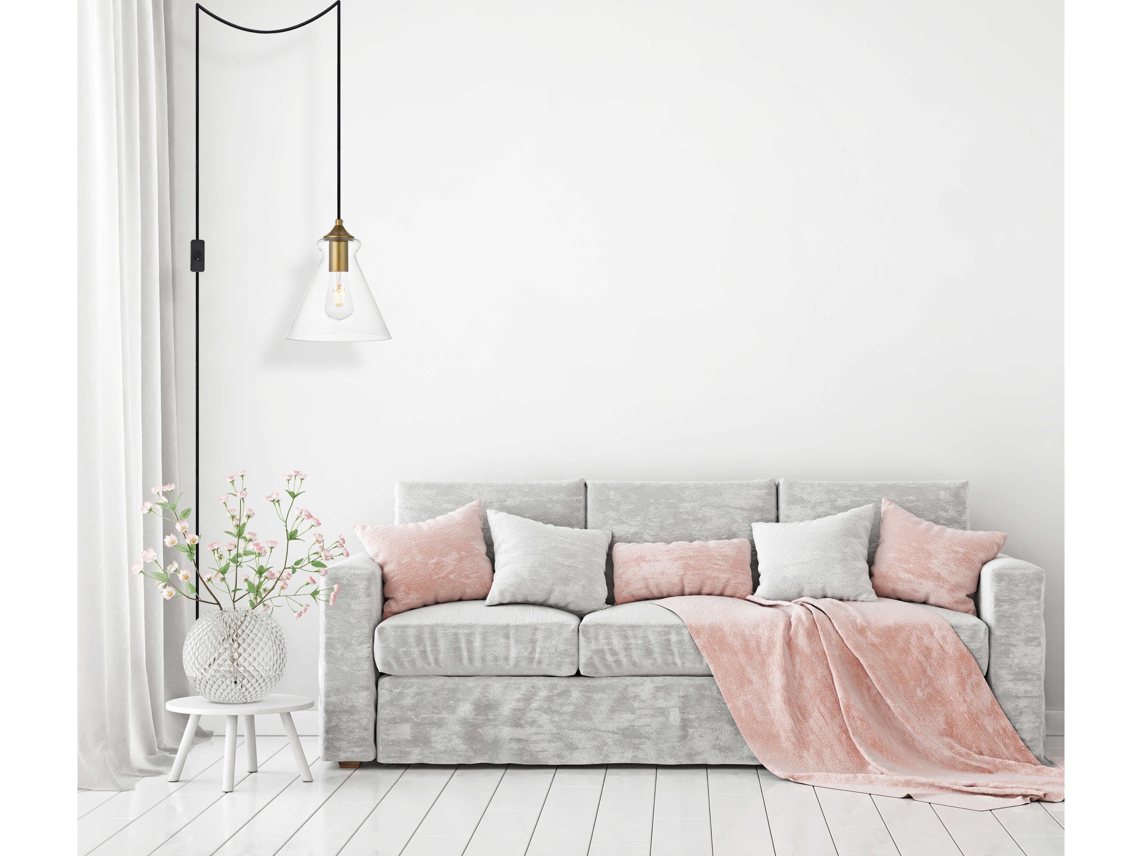 Elegant Lighting Destry 1-Light Brass Glass Mini Pendant