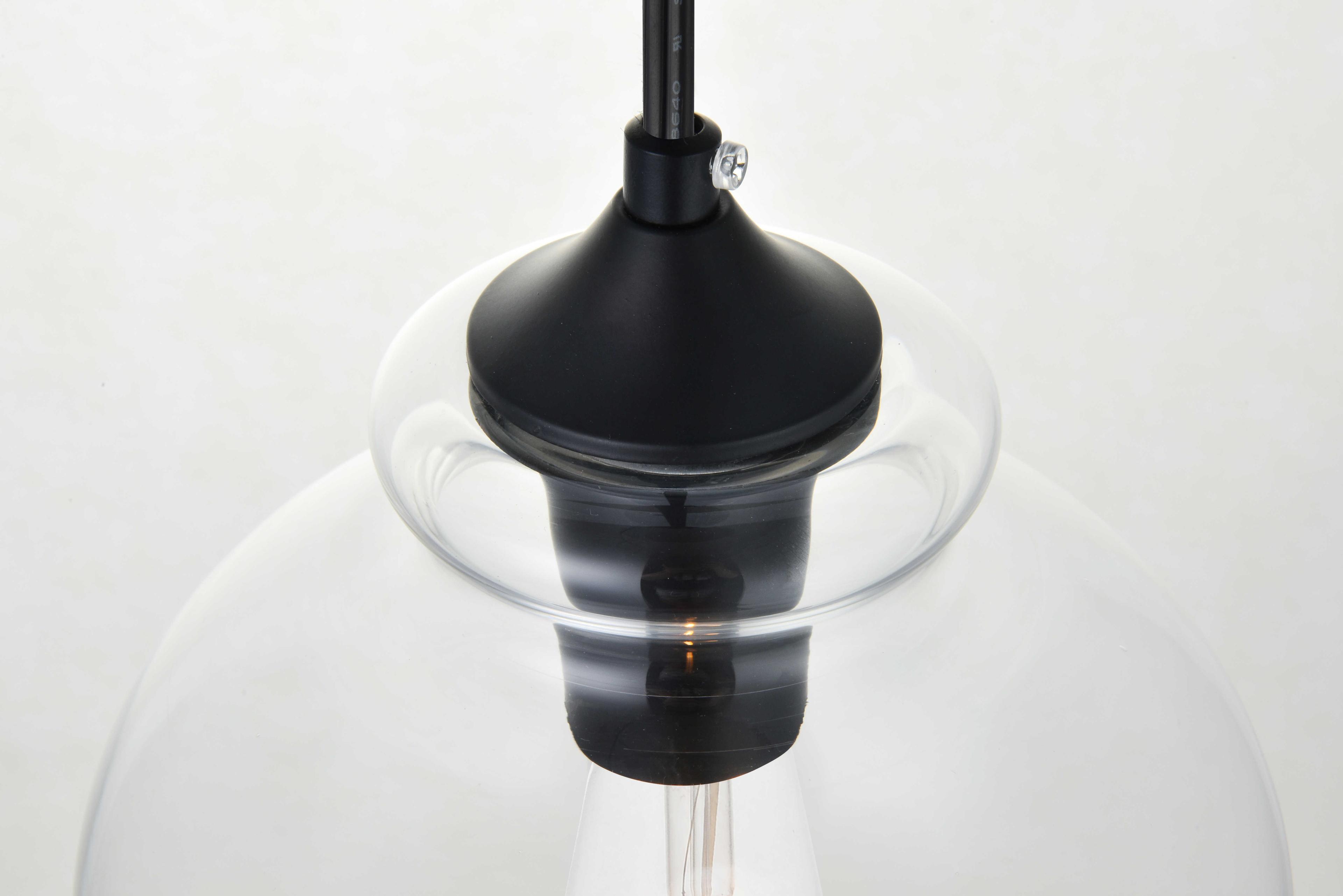 Elegant Lighting Destry 1-Light Black Glass Globe Mini Pendant