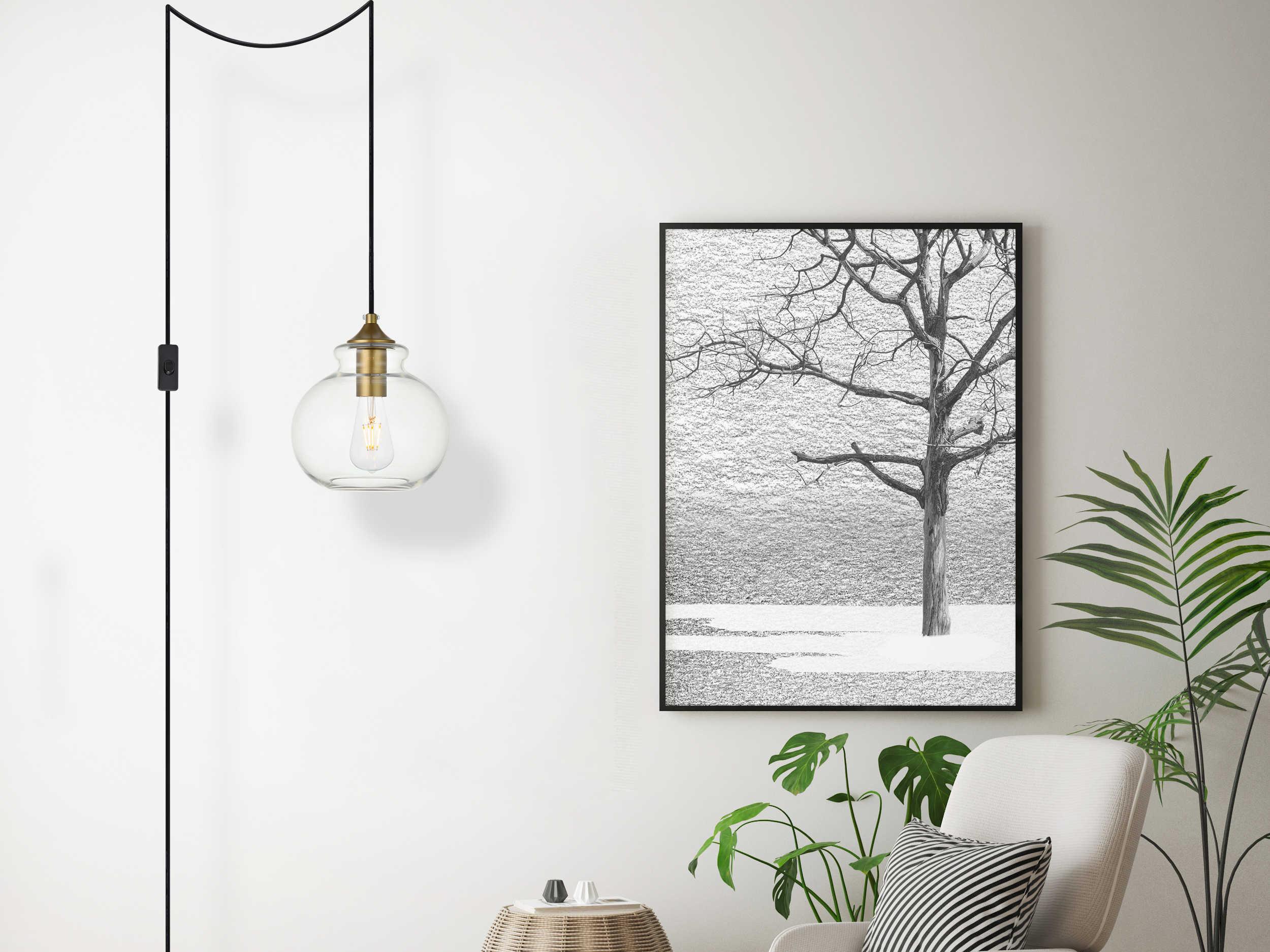 Elegant Lighting Destry 1-Light Brass Glass Globe Mini Pendant