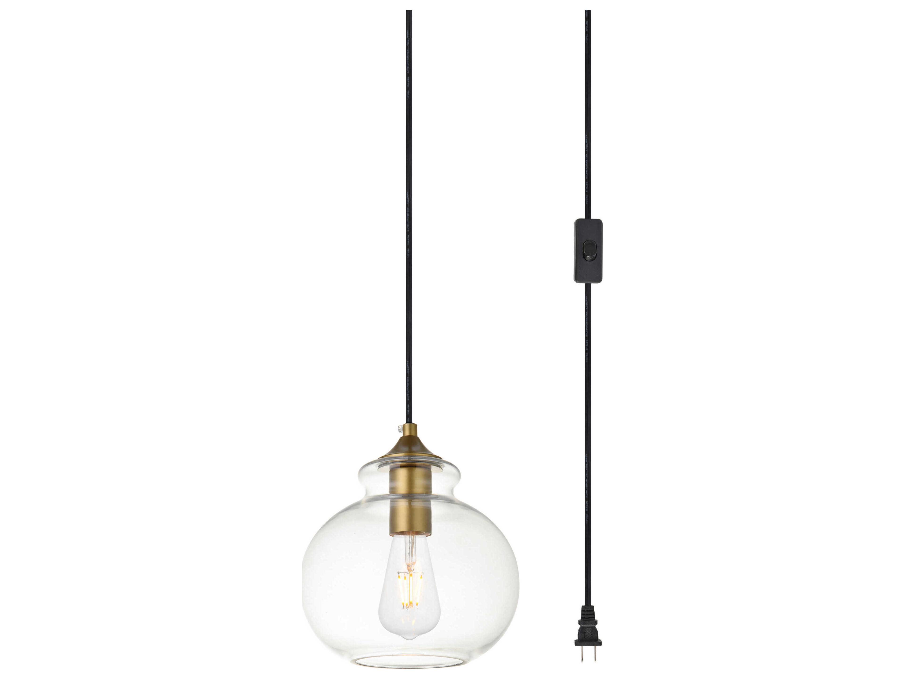 Elegant Lighting Destry 1-Light Brass Glass Globe Mini Pendant