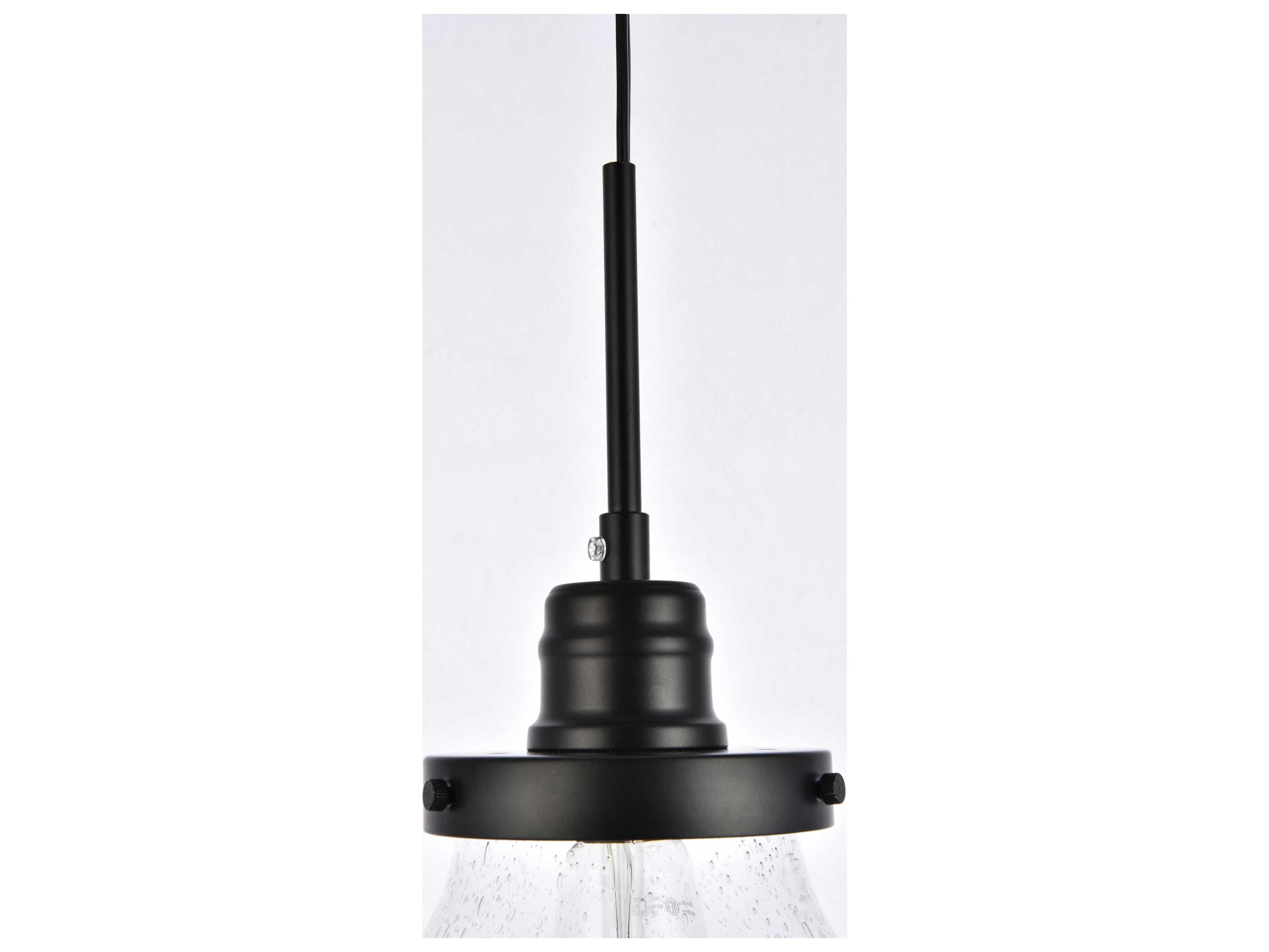 Elegant Lighting Lyle 1-Light Black Glass LED Mini Pendant