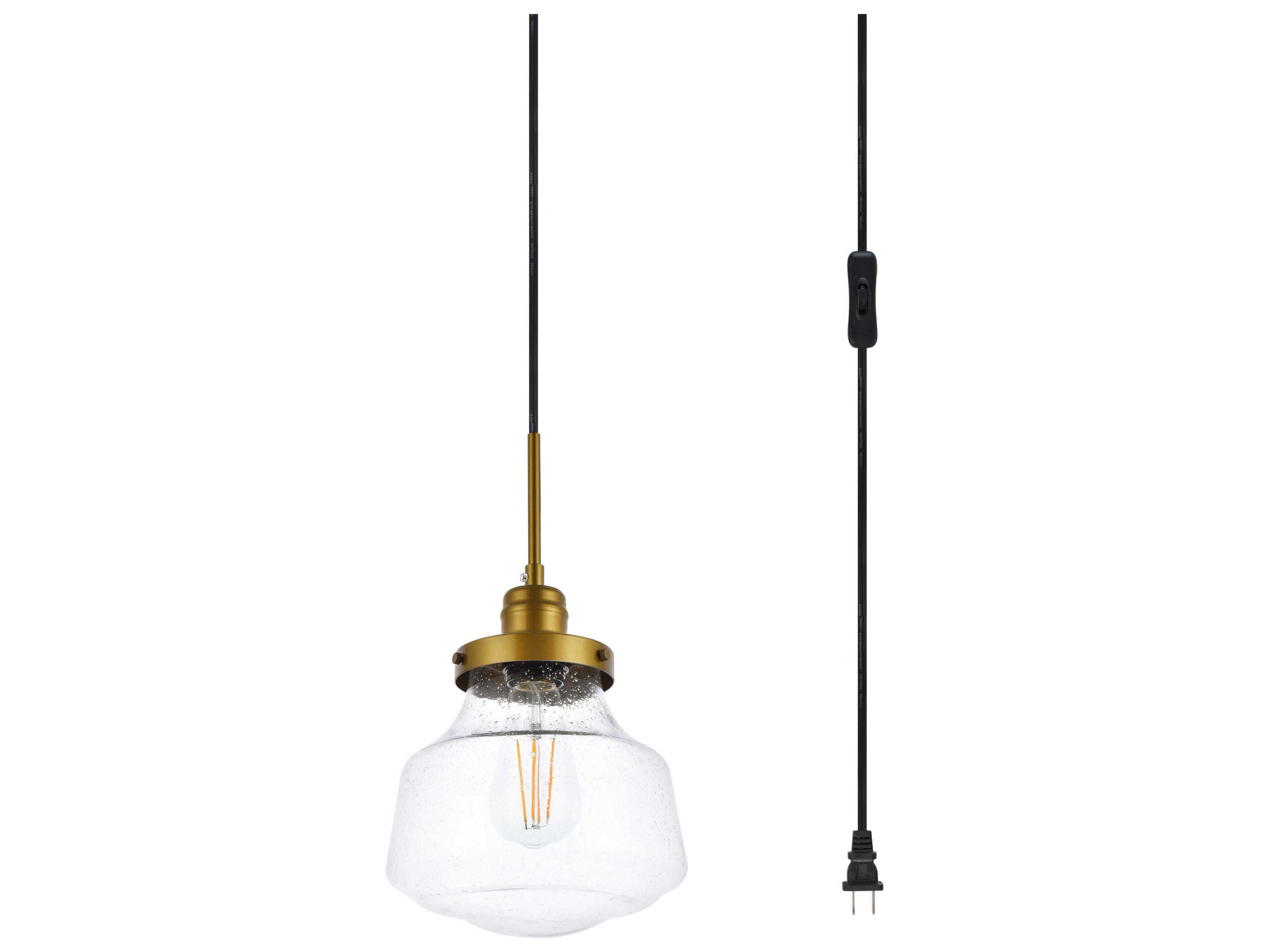 Elegant Lighting Lyle 1-Light Brass Glass LED Mini Pendant