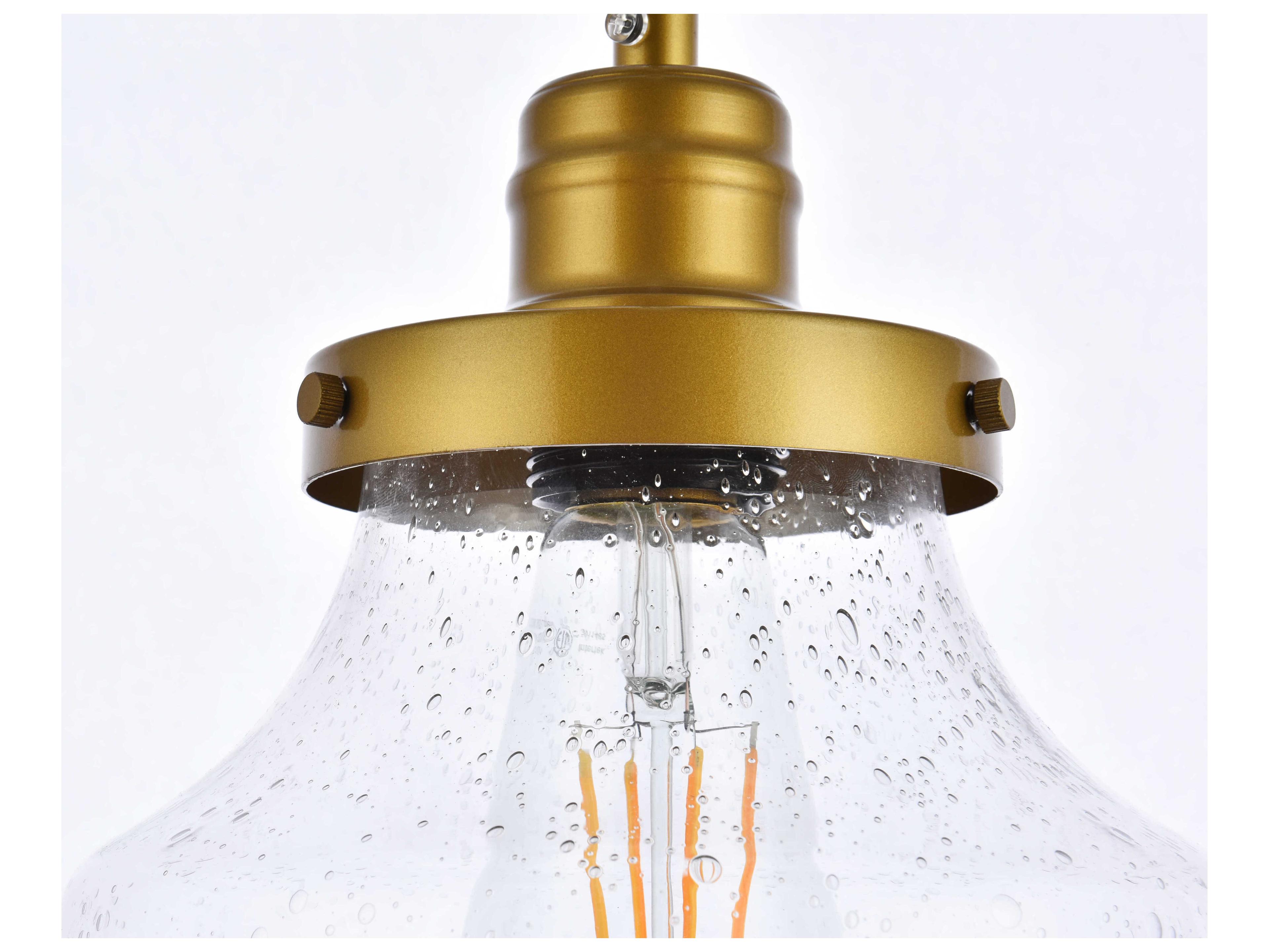 Elegant Lighting Lyle 1-Light Brass Glass LED Mini Pendant