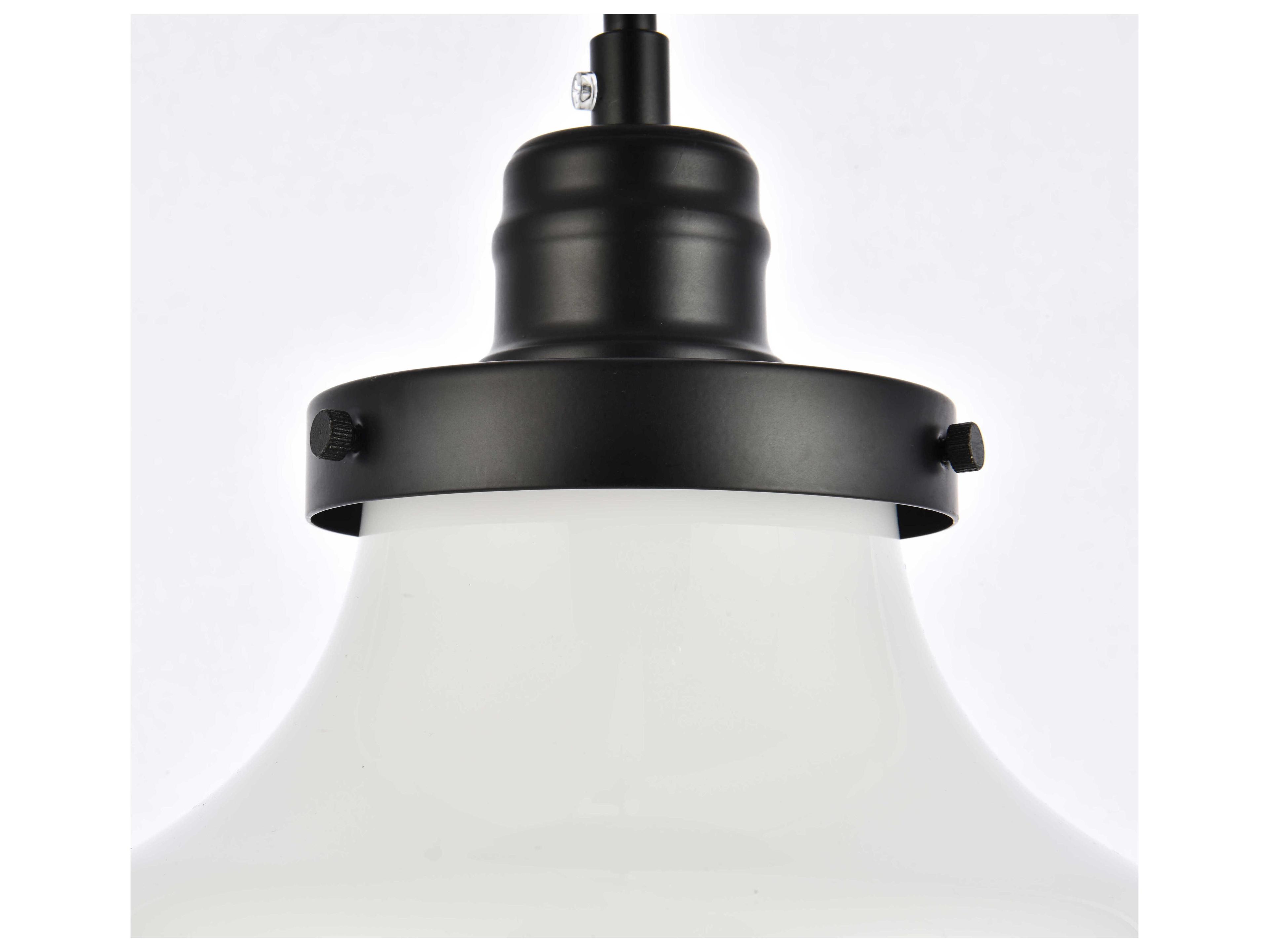 Elegant Lighting Lyle 1-Light Black And Frosted White Glass LED Mini Pendant