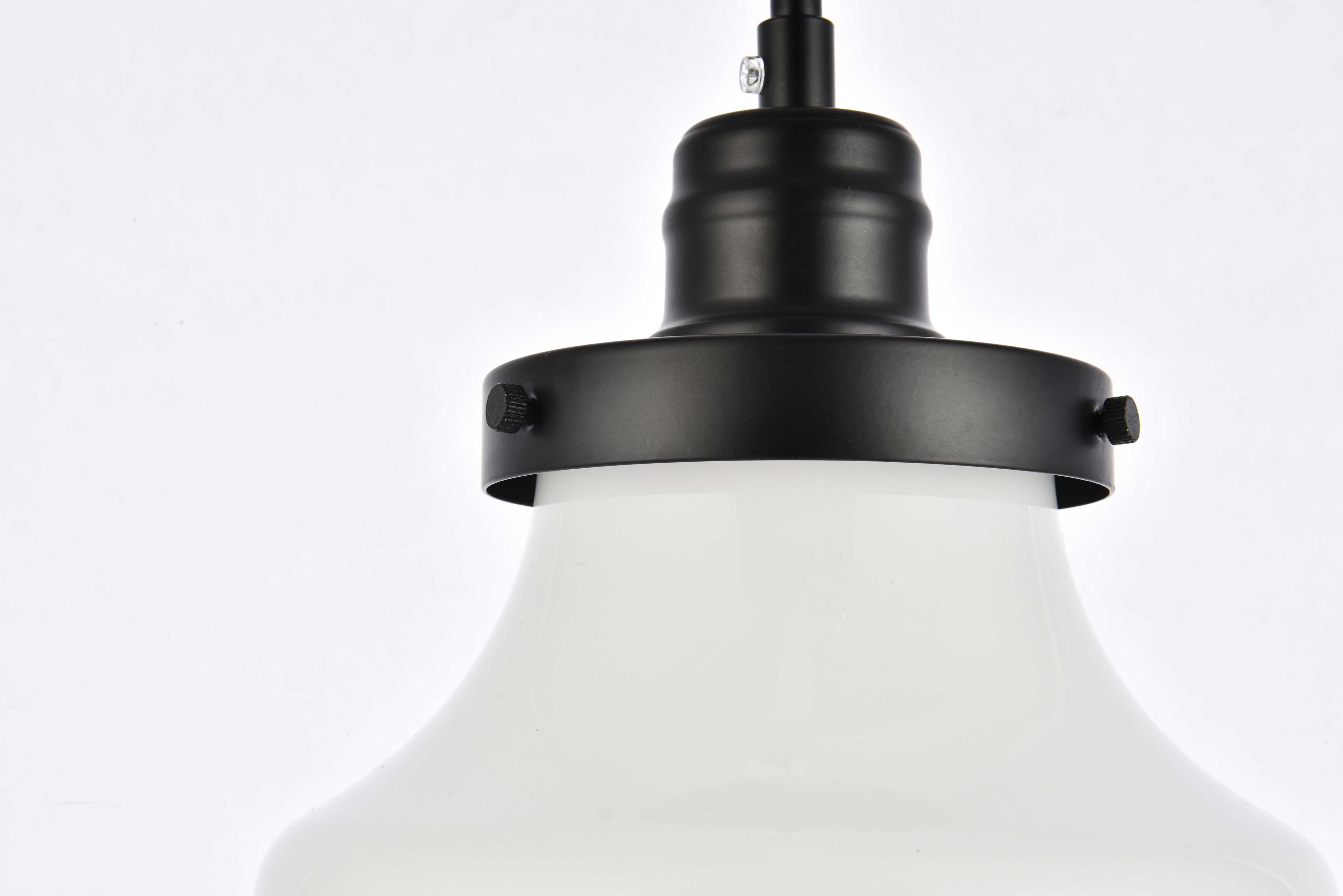 Elegant Lighting Lyle 1-Light Black And Frosted White Glass LED Mini Pendant