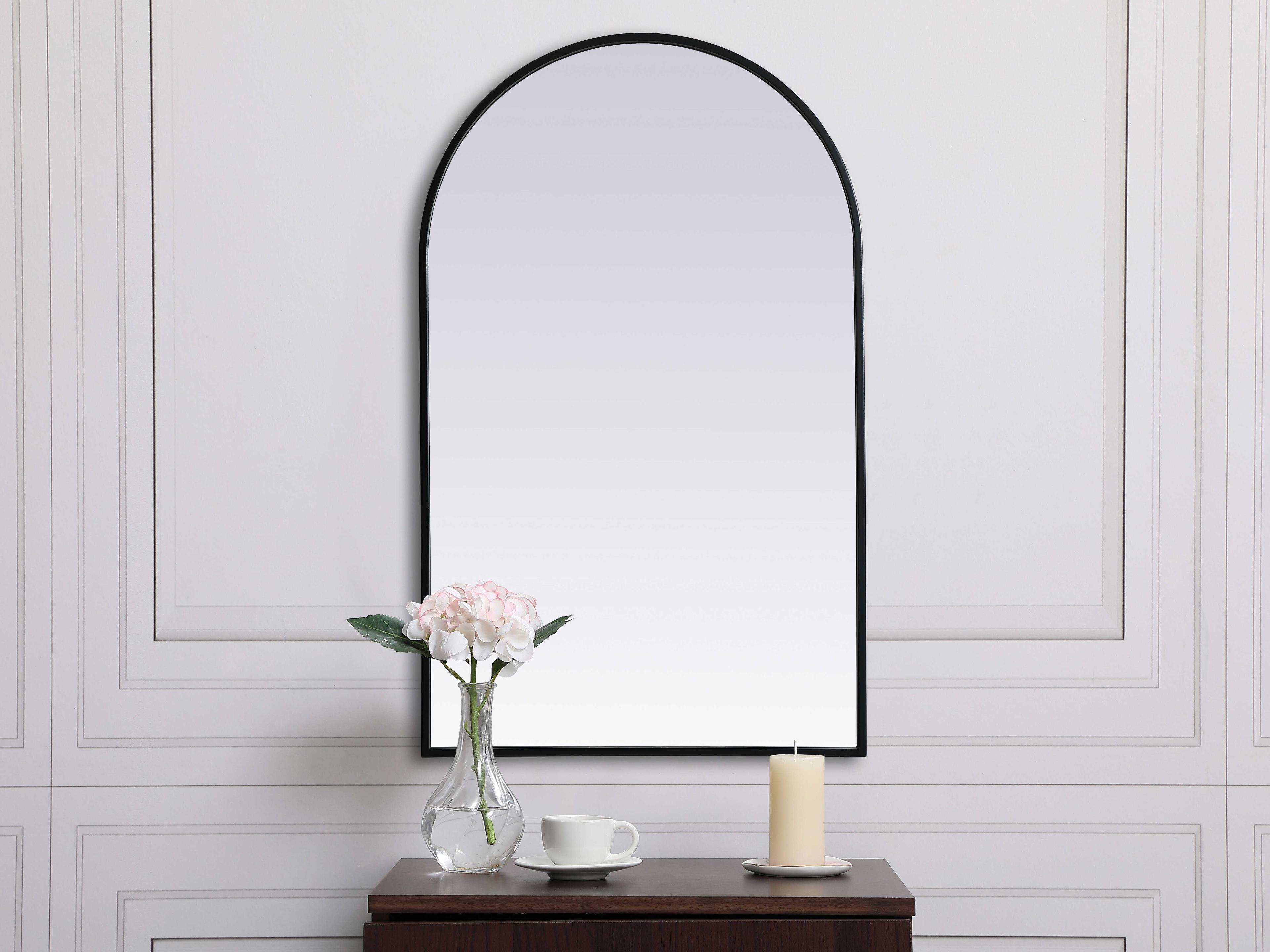 Elegant Lighting Ayra Black Arch Wall Mirror