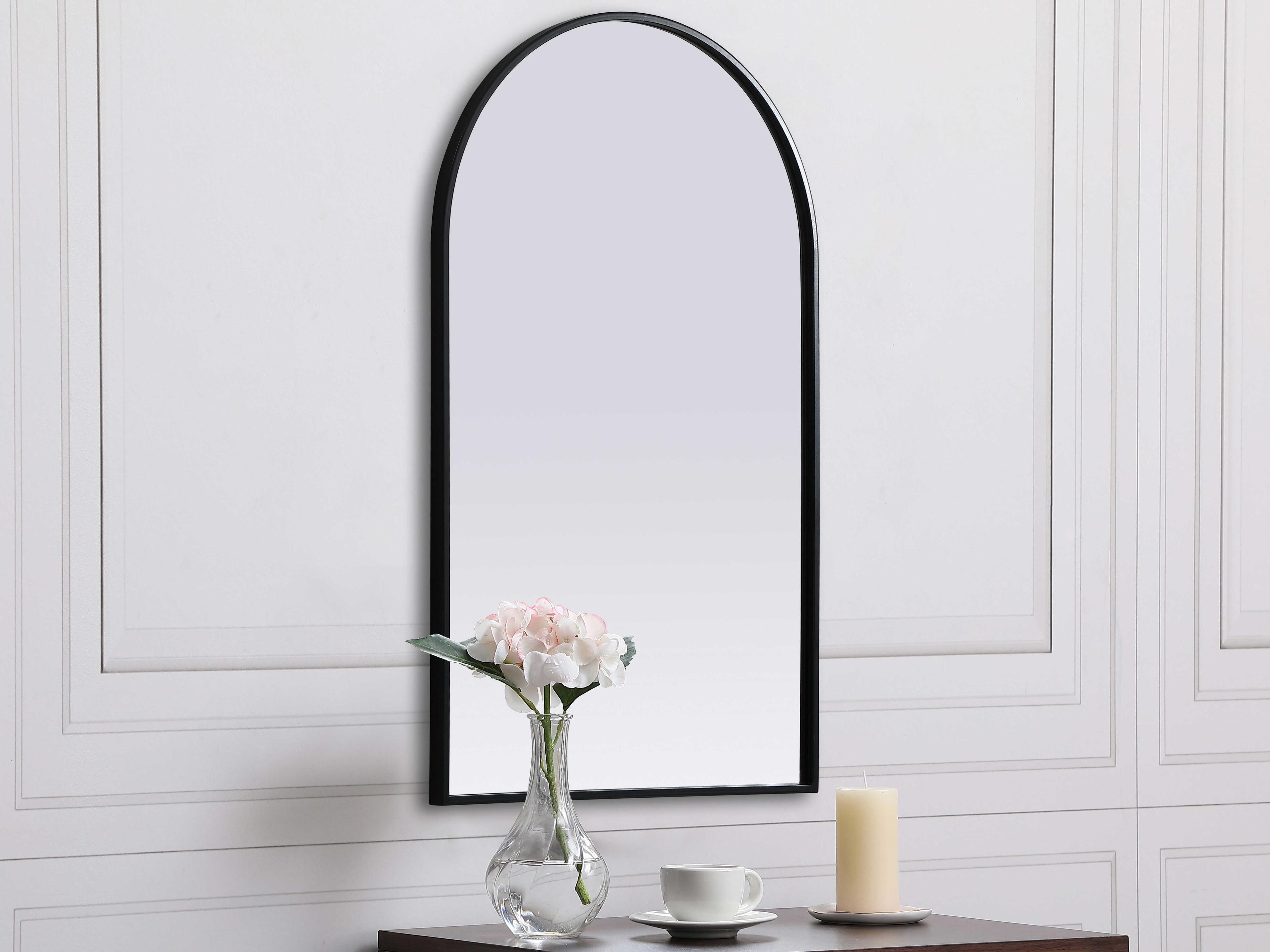 Elegant Lighting Ayra Black Arch Wall Mirror