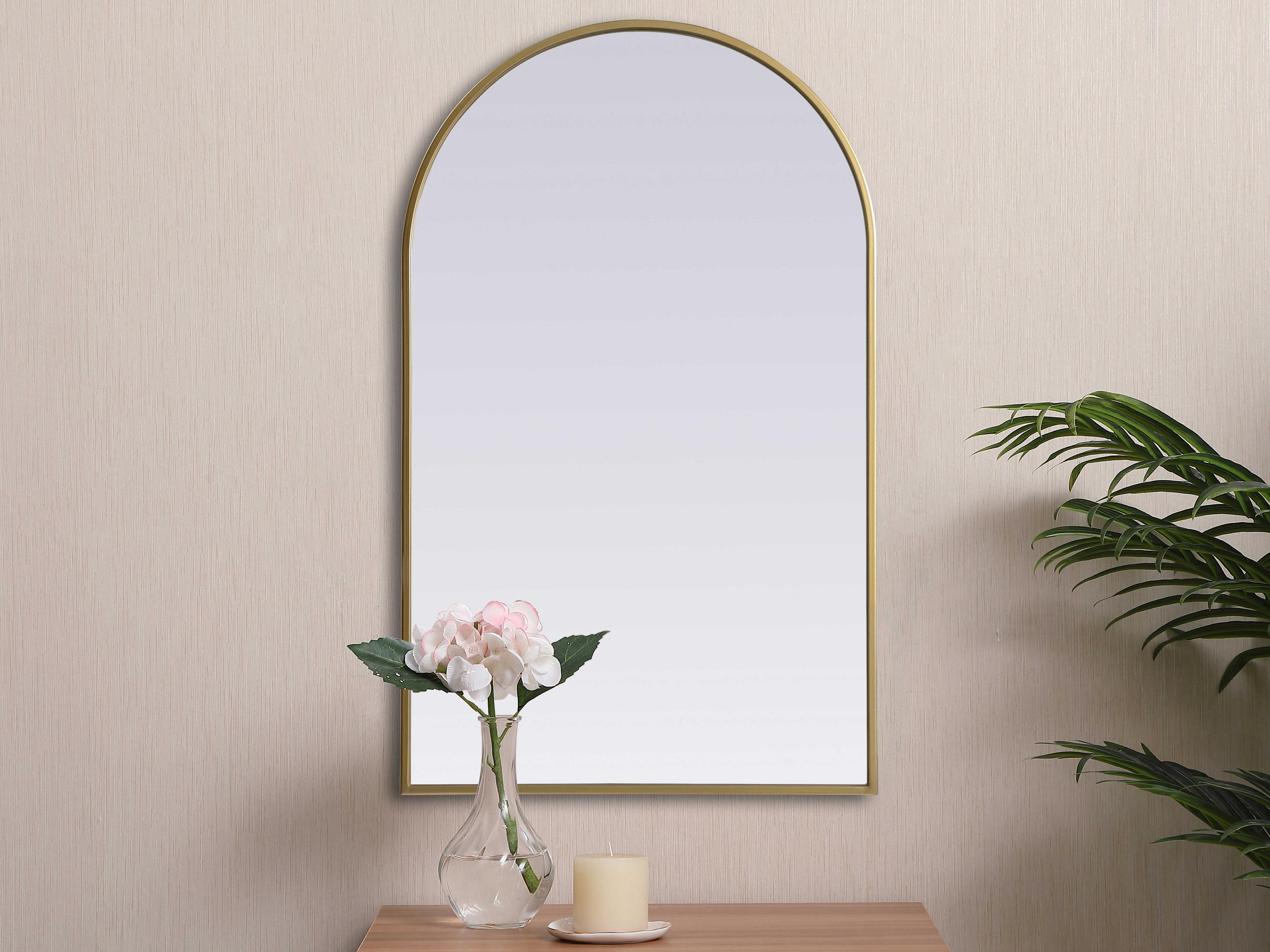 Elegant Lighting Ayra Brass Arch Wall Mirror