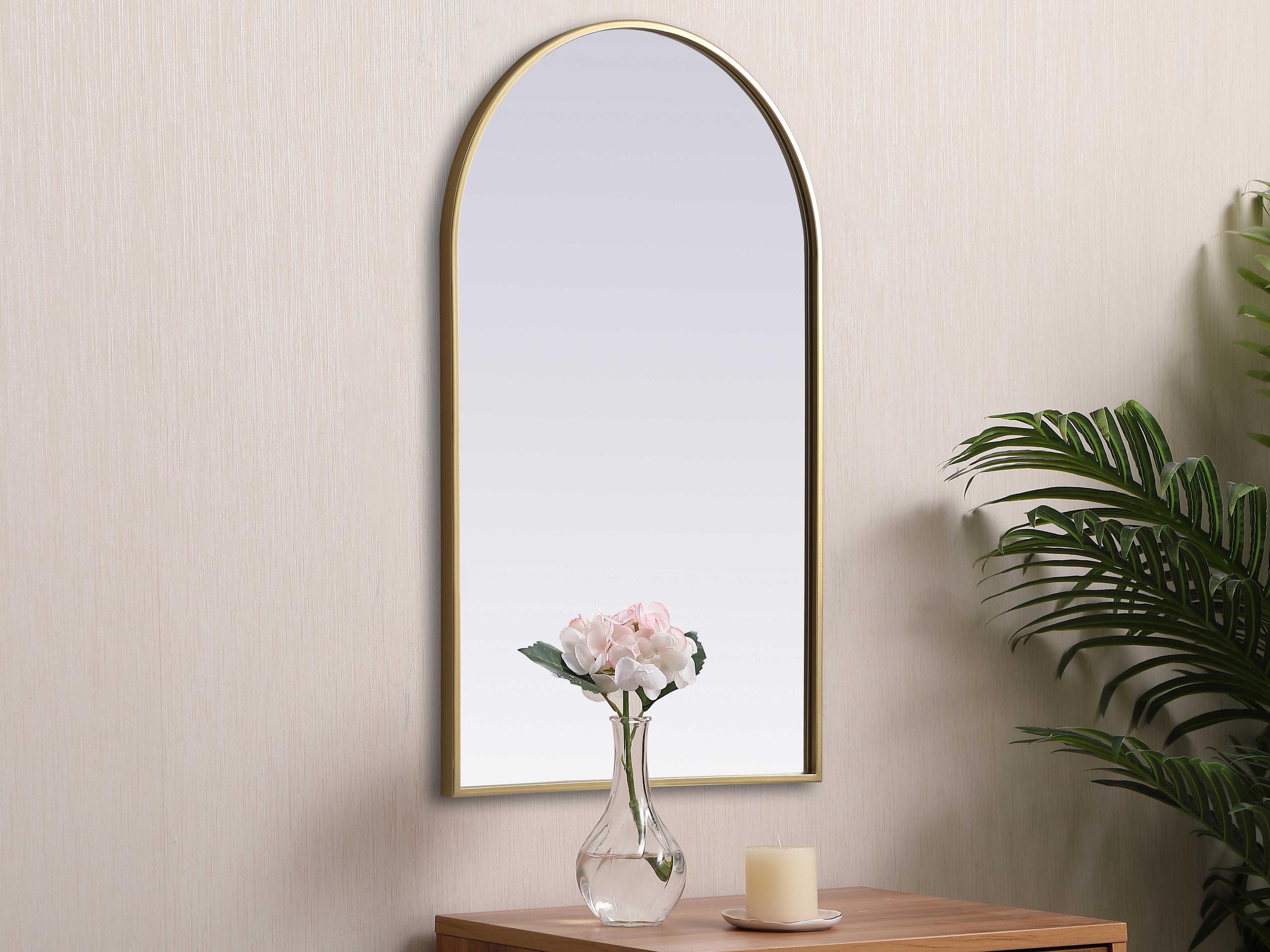 Elegant Lighting Ayra Brass Arch Wall Mirror
