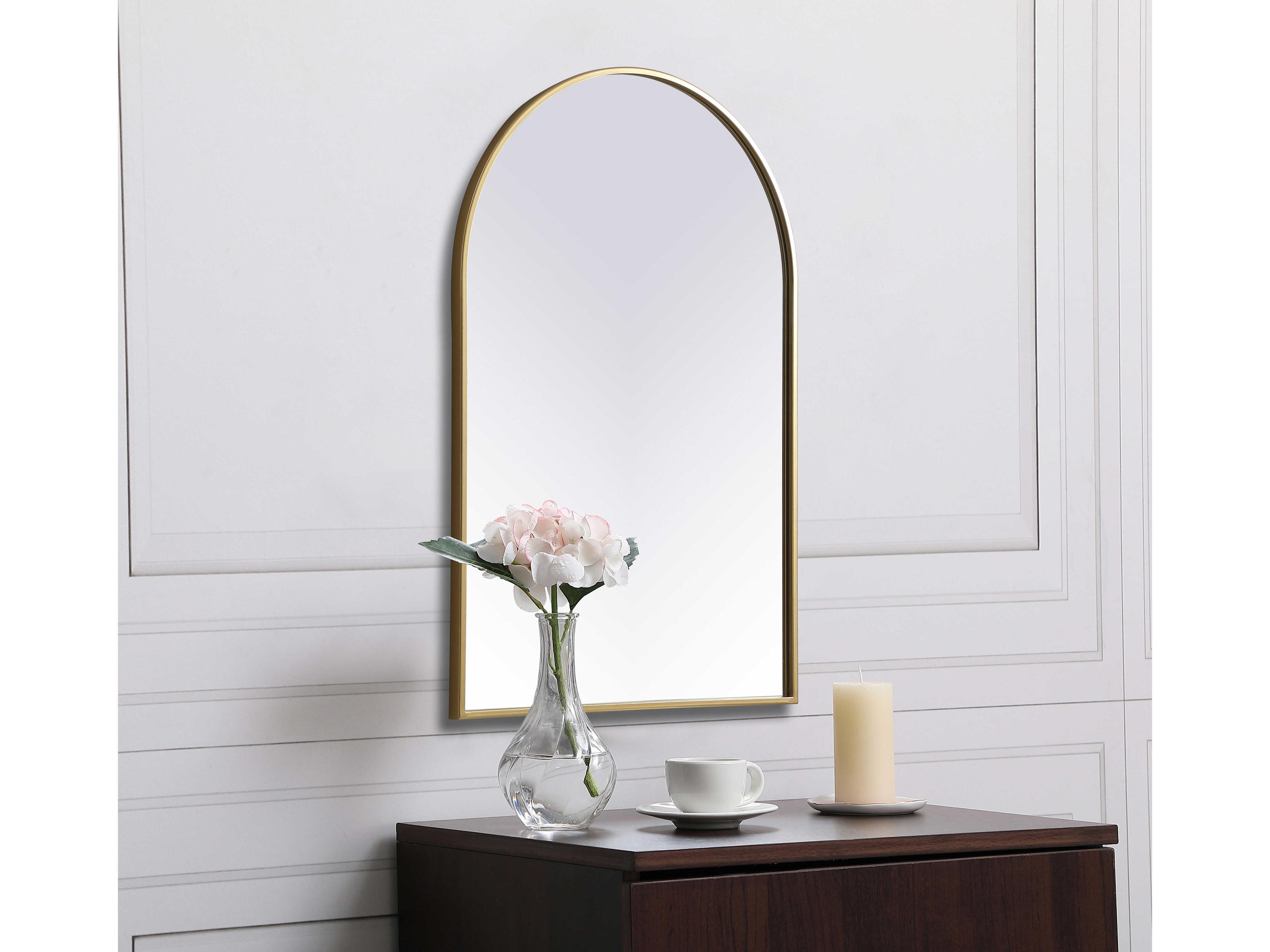 Elegant Lighting Ayra Brass Arch Wall Mirror