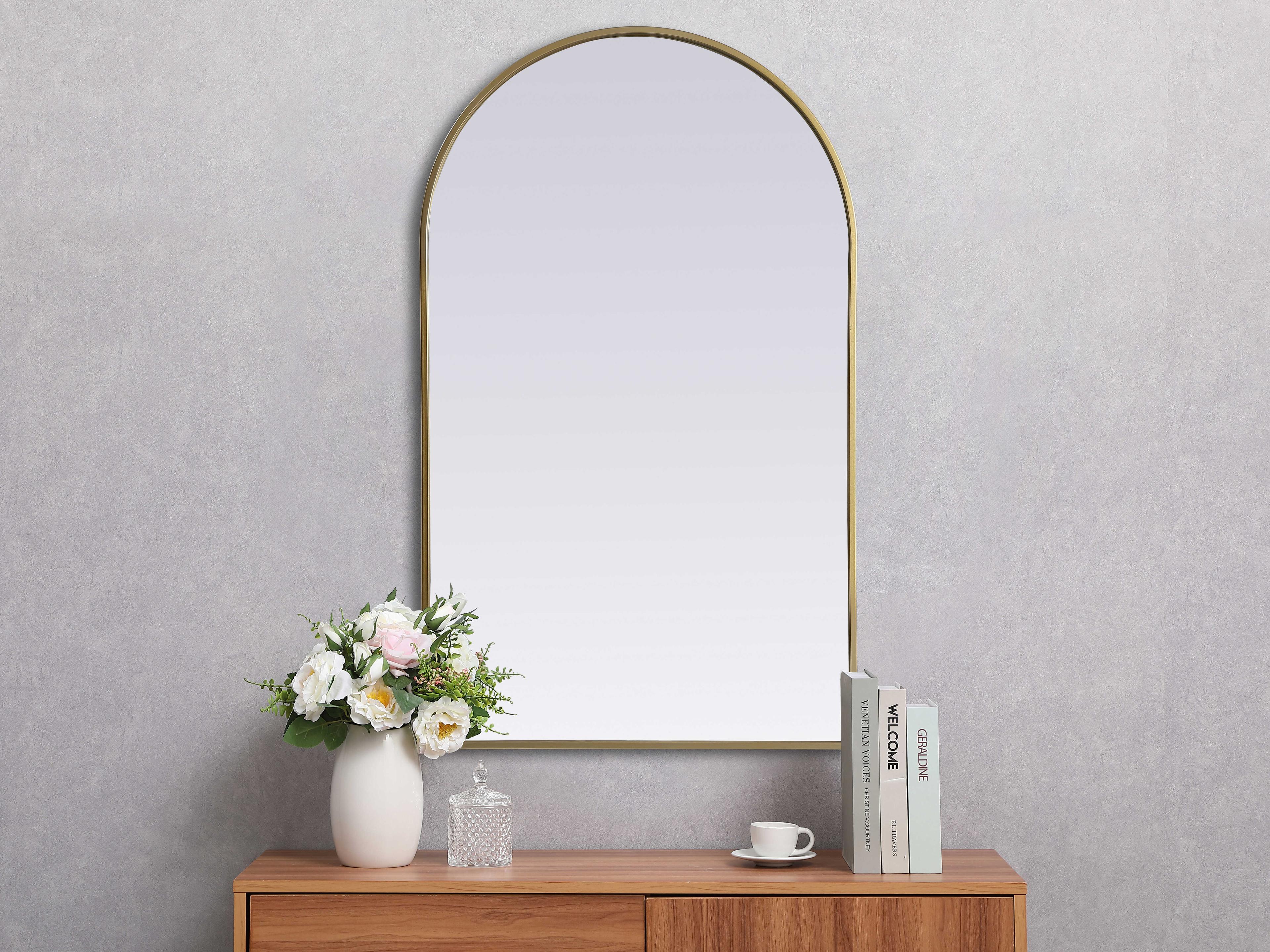 Elegant Lighting Ayra Brass Arch Wall Mirror