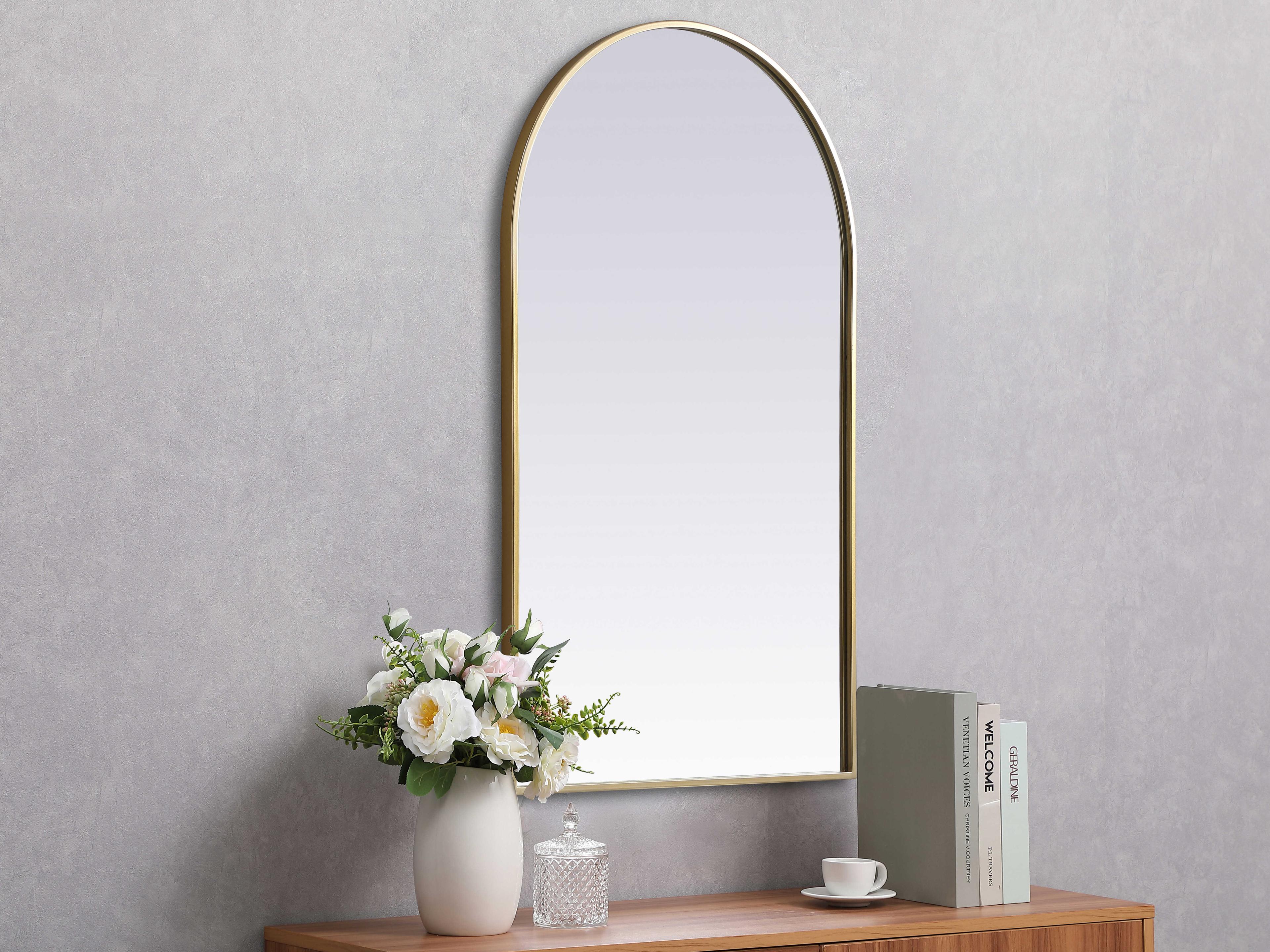 Elegant Lighting Ayra Brass Arch Wall Mirror