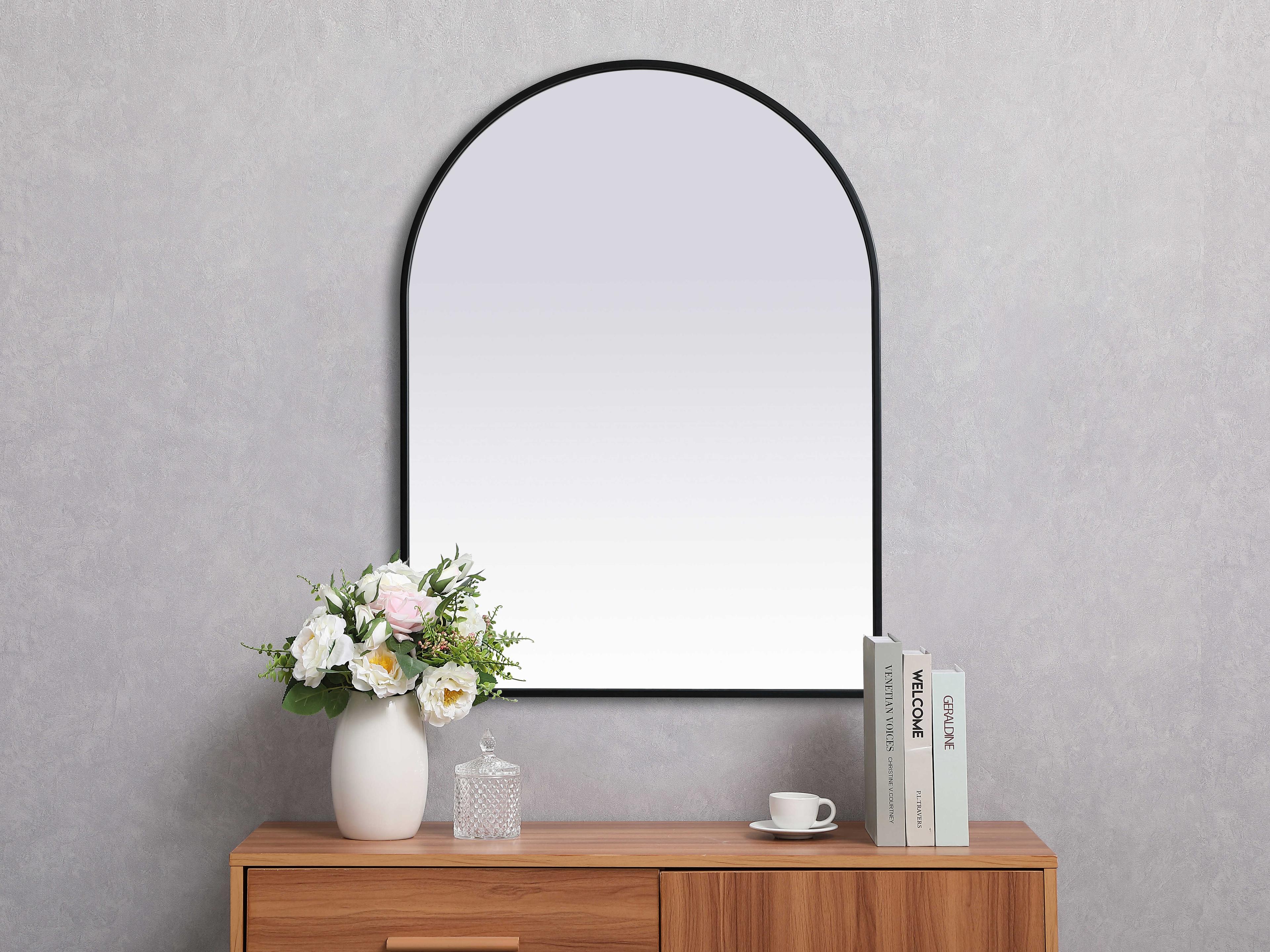 Elegant Lighting Ayra Black Arch Wall Mirror