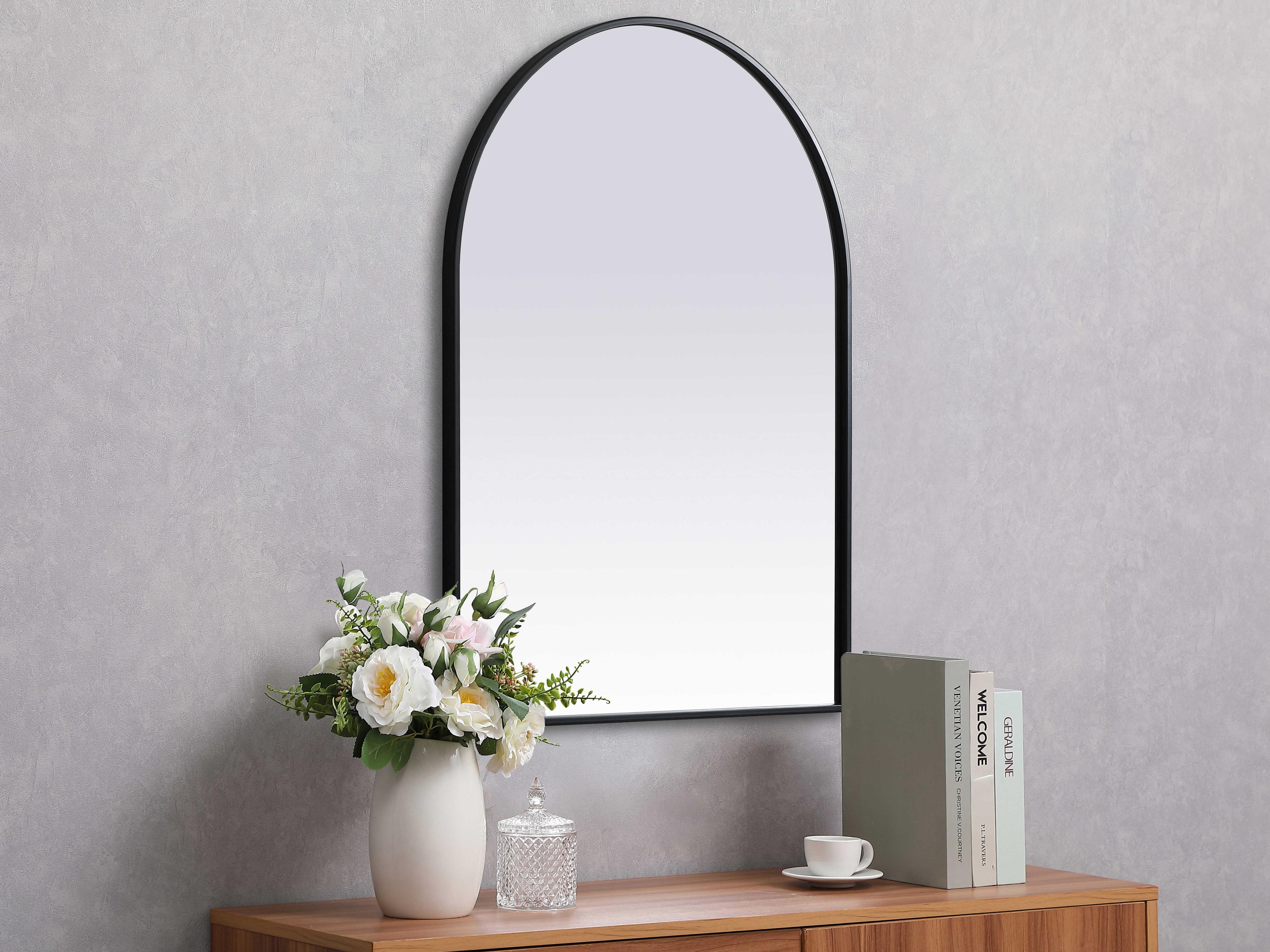 Elegant Lighting Ayra Black Arch Wall Mirror