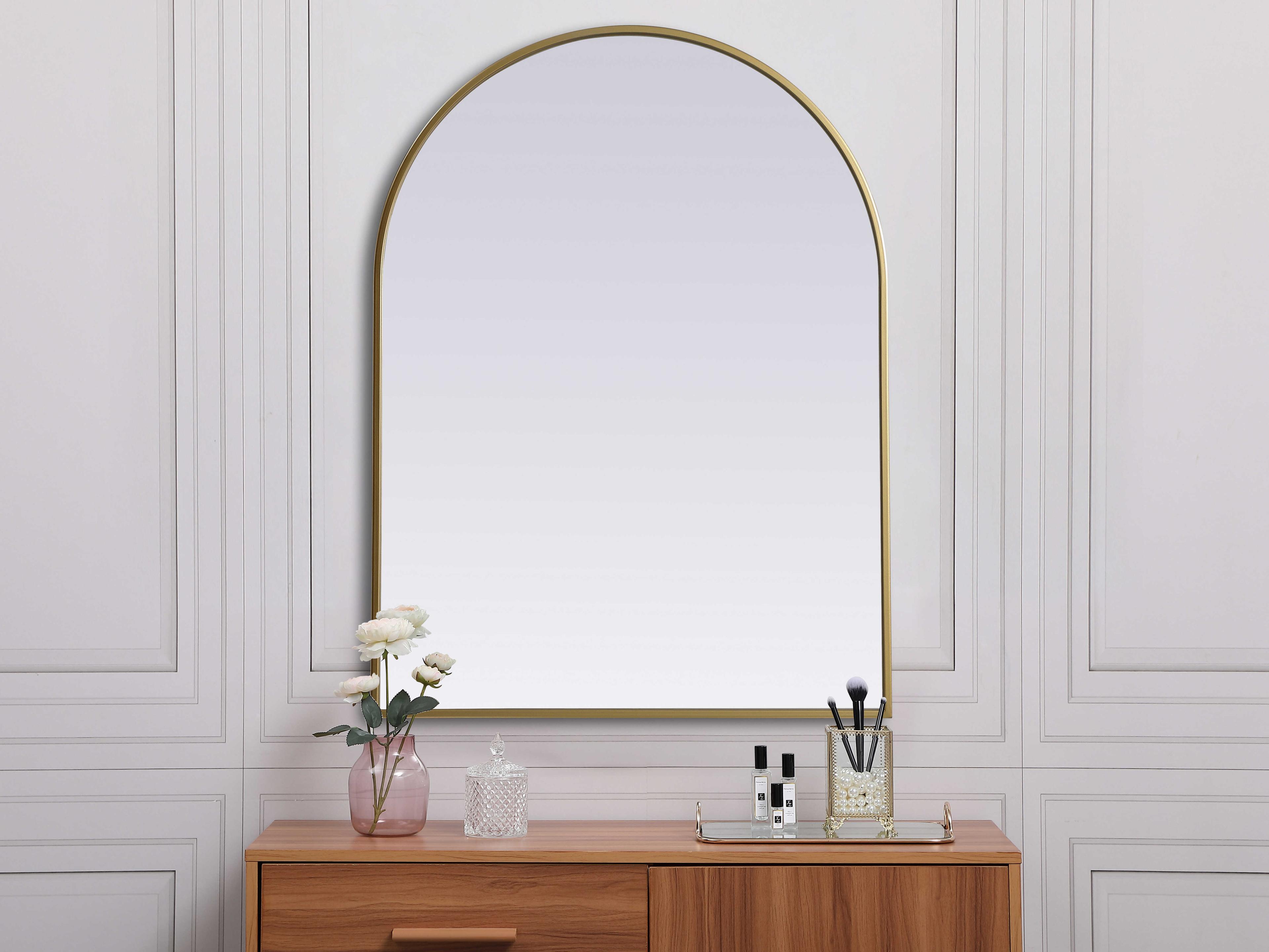 Elegant Lighting Ayra Brass Arch Wall Mirror