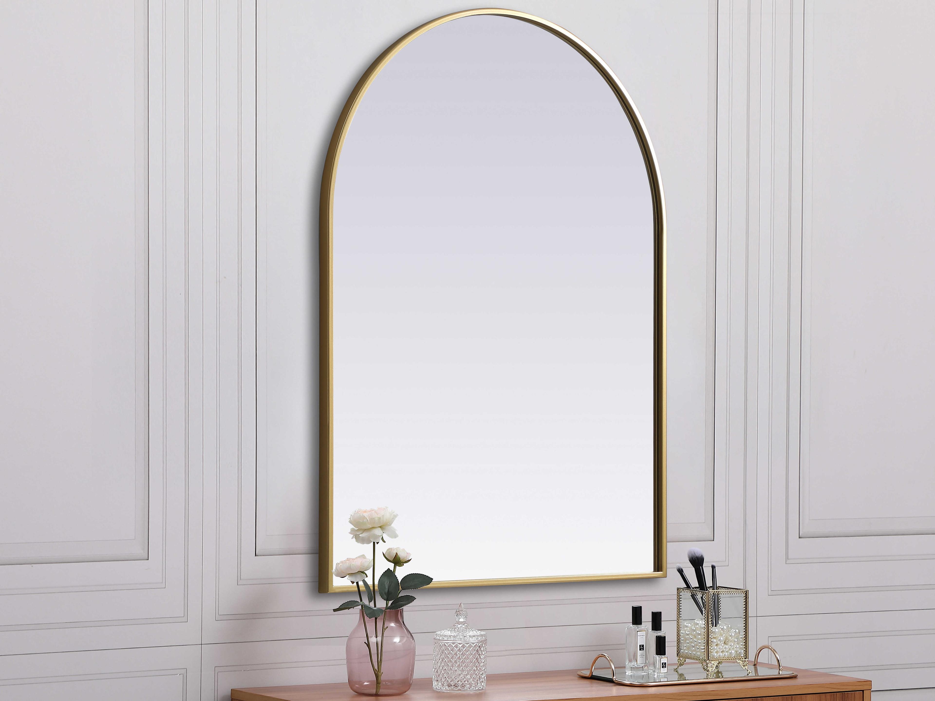 Elegant Lighting Ayra Brass Arch Wall Mirror