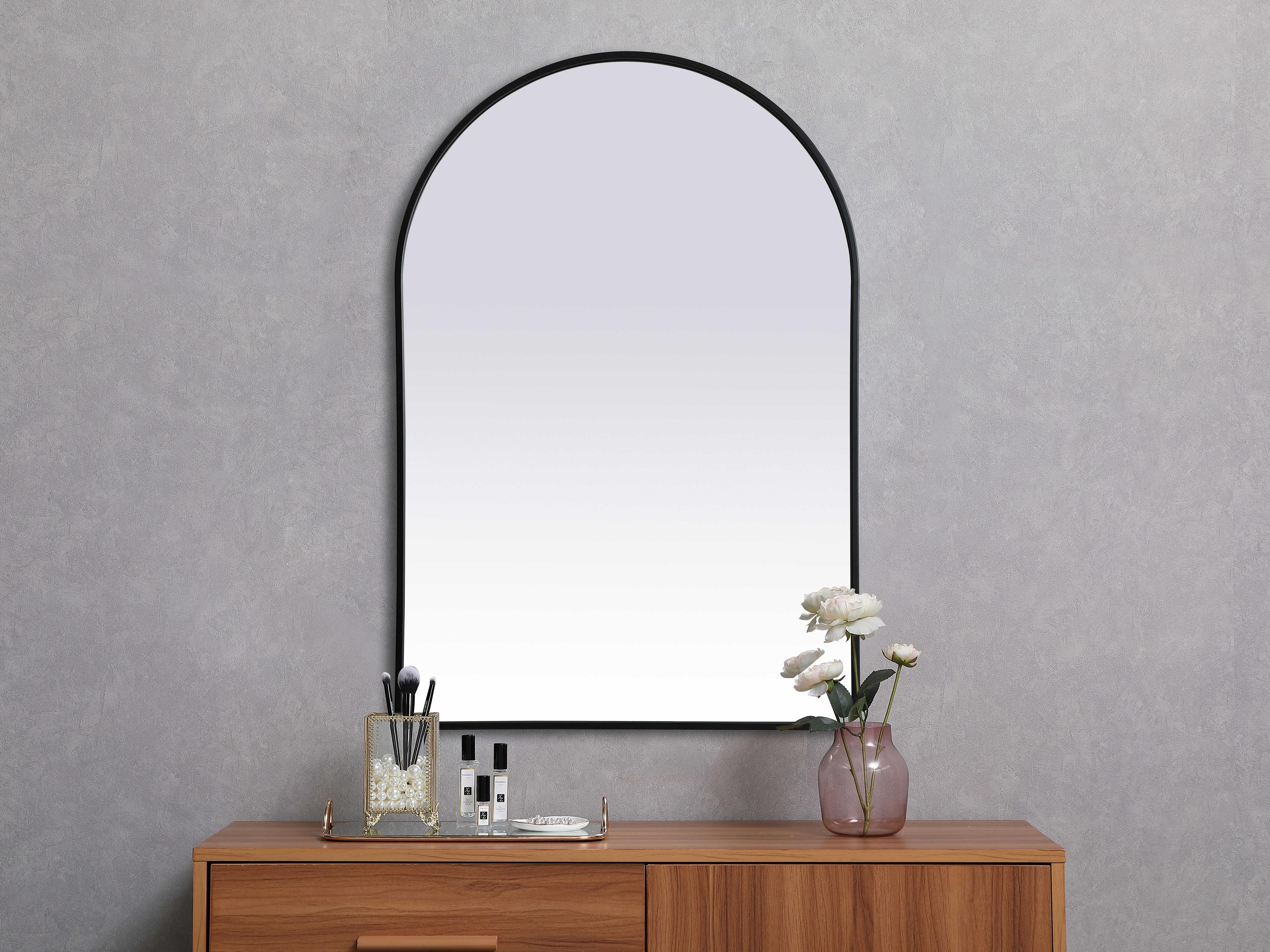 Elegant Lighting Ayra Black Arch Wall Mirror