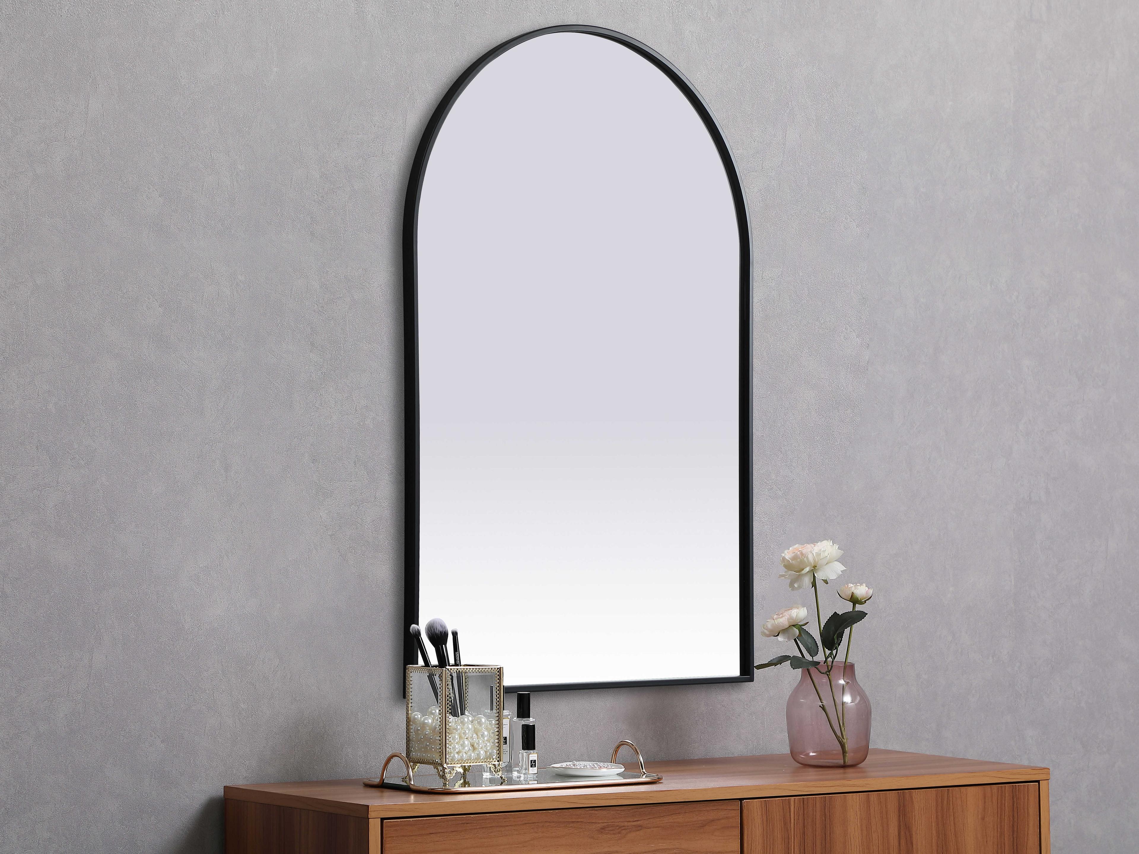 Elegant Lighting Ayra Black Arch Wall Mirror