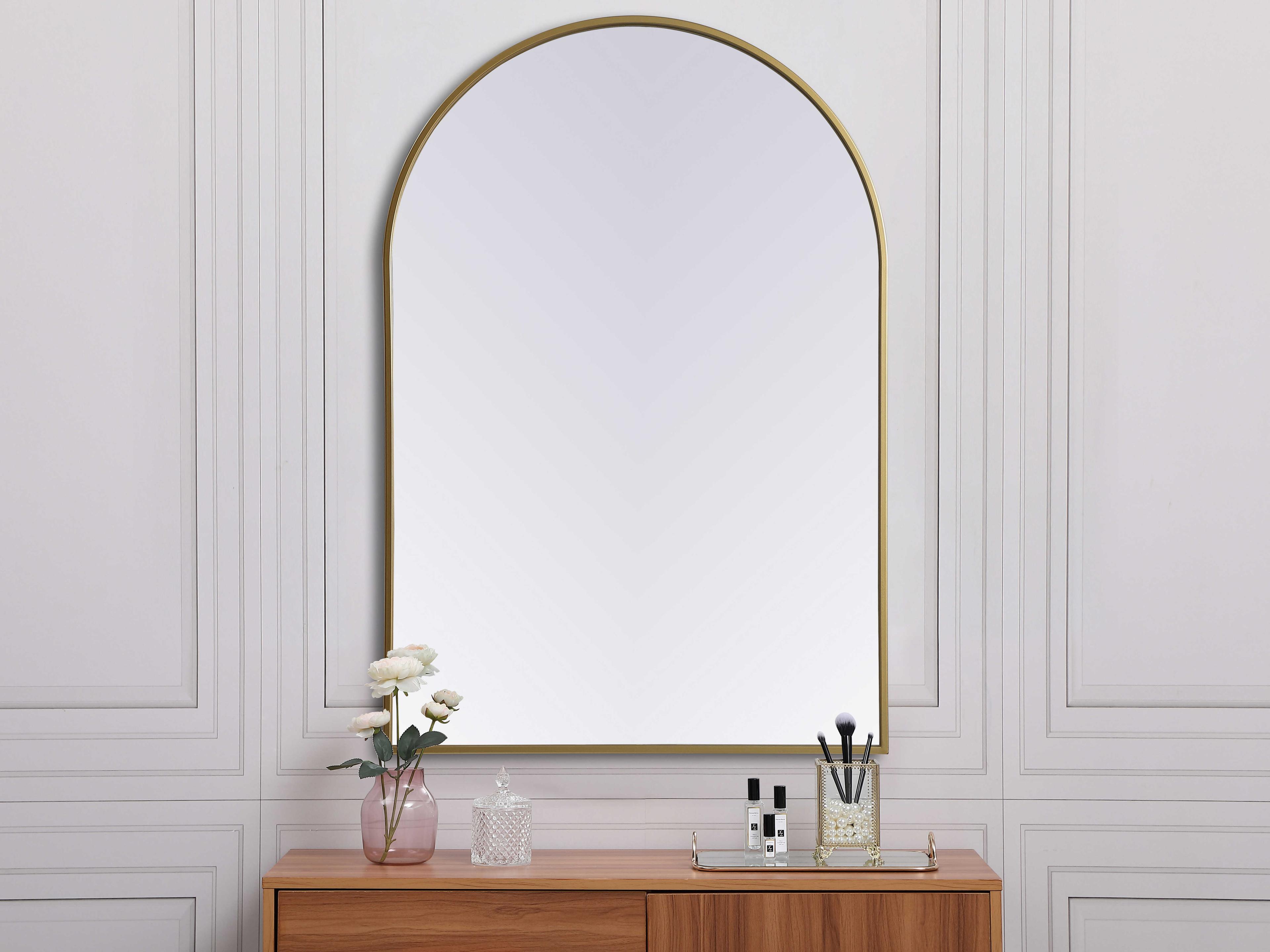 Elegant Lighting Ayra Brass Arch Wall Mirror