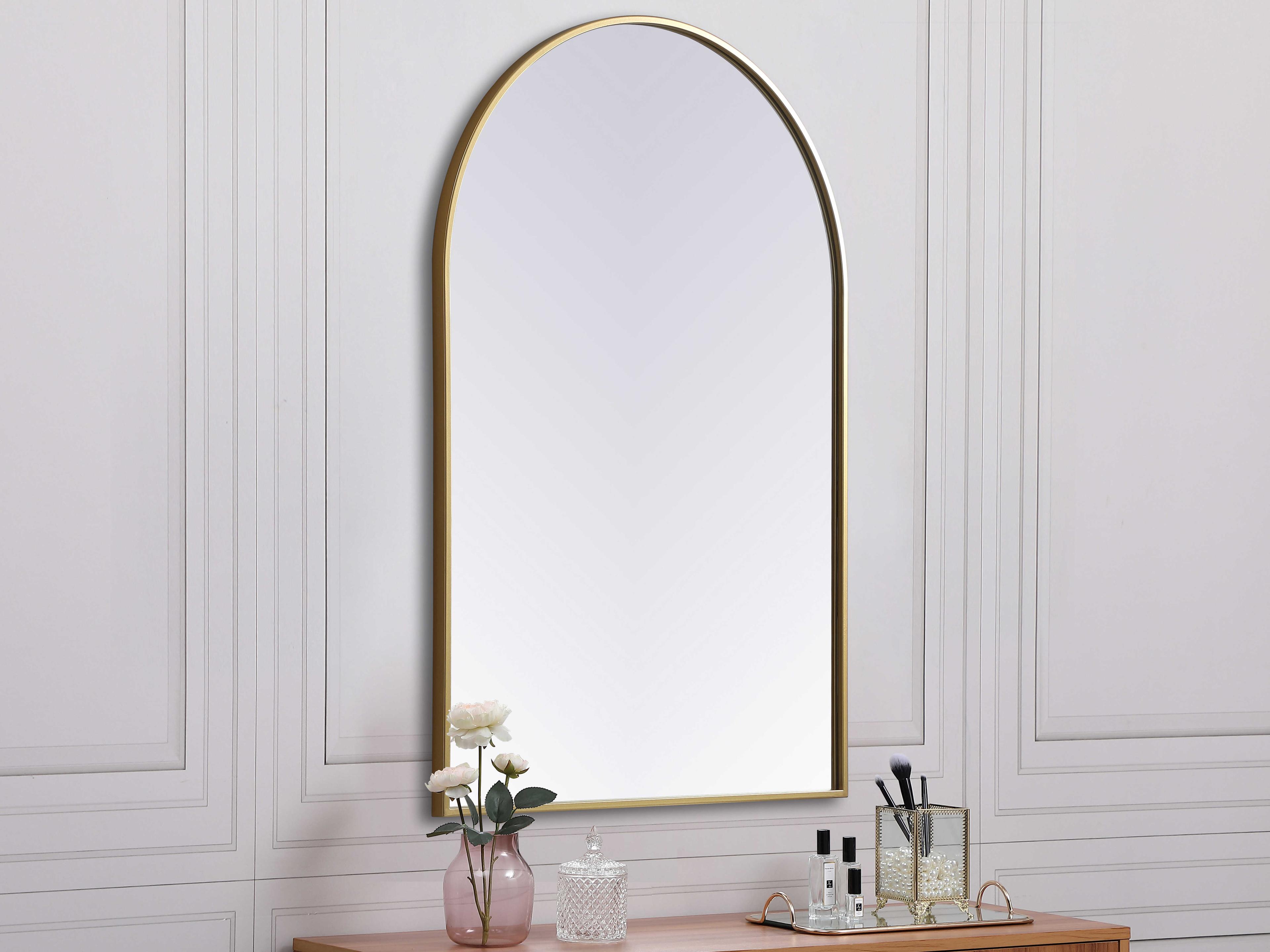 Elegant Lighting Ayra Brass Arch Wall Mirror