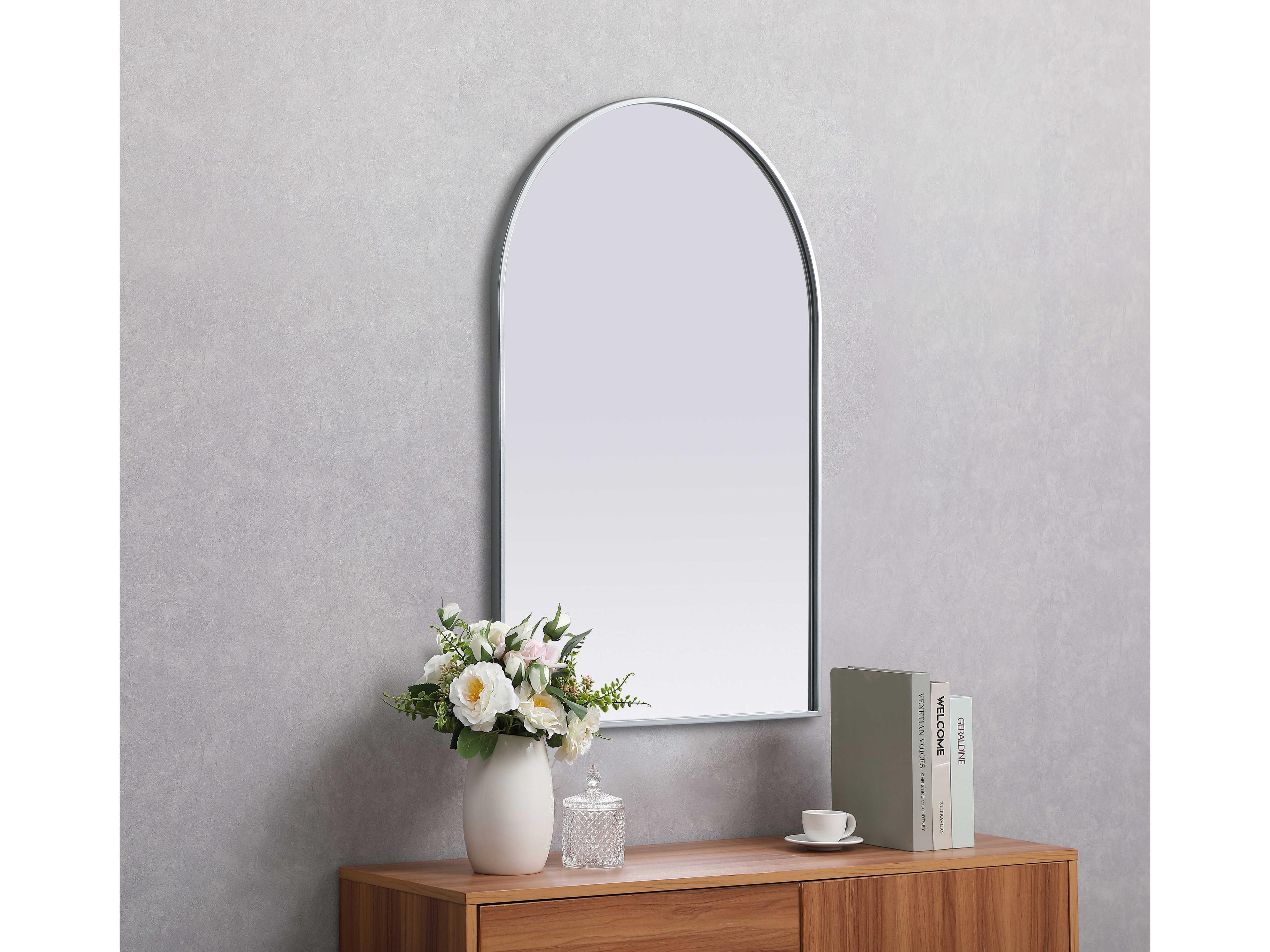 Elegant Lighting Ayra Silver Arch Wall Mirror