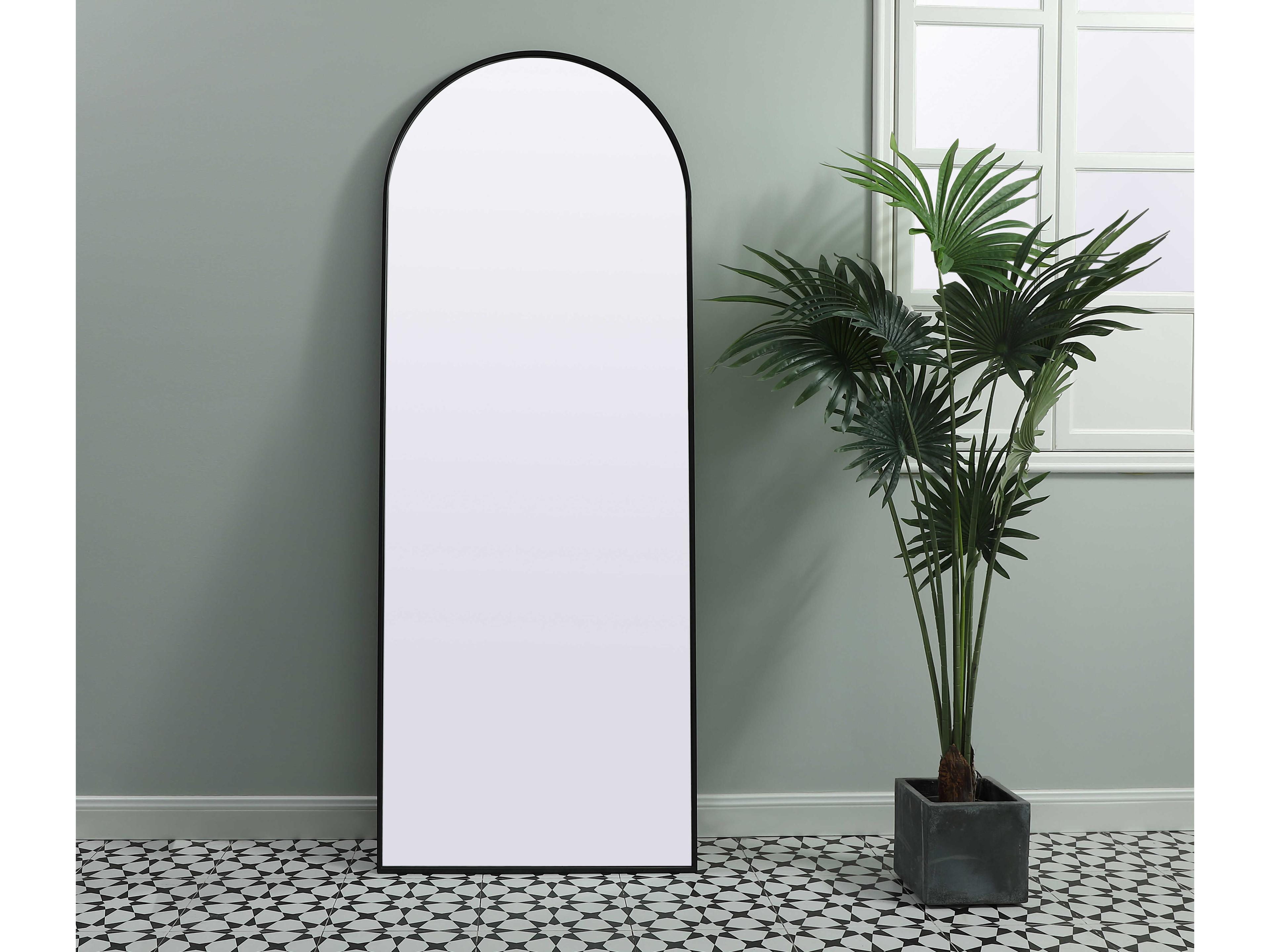 Elegant Lighting Ayra Black Arch Floor Mirror