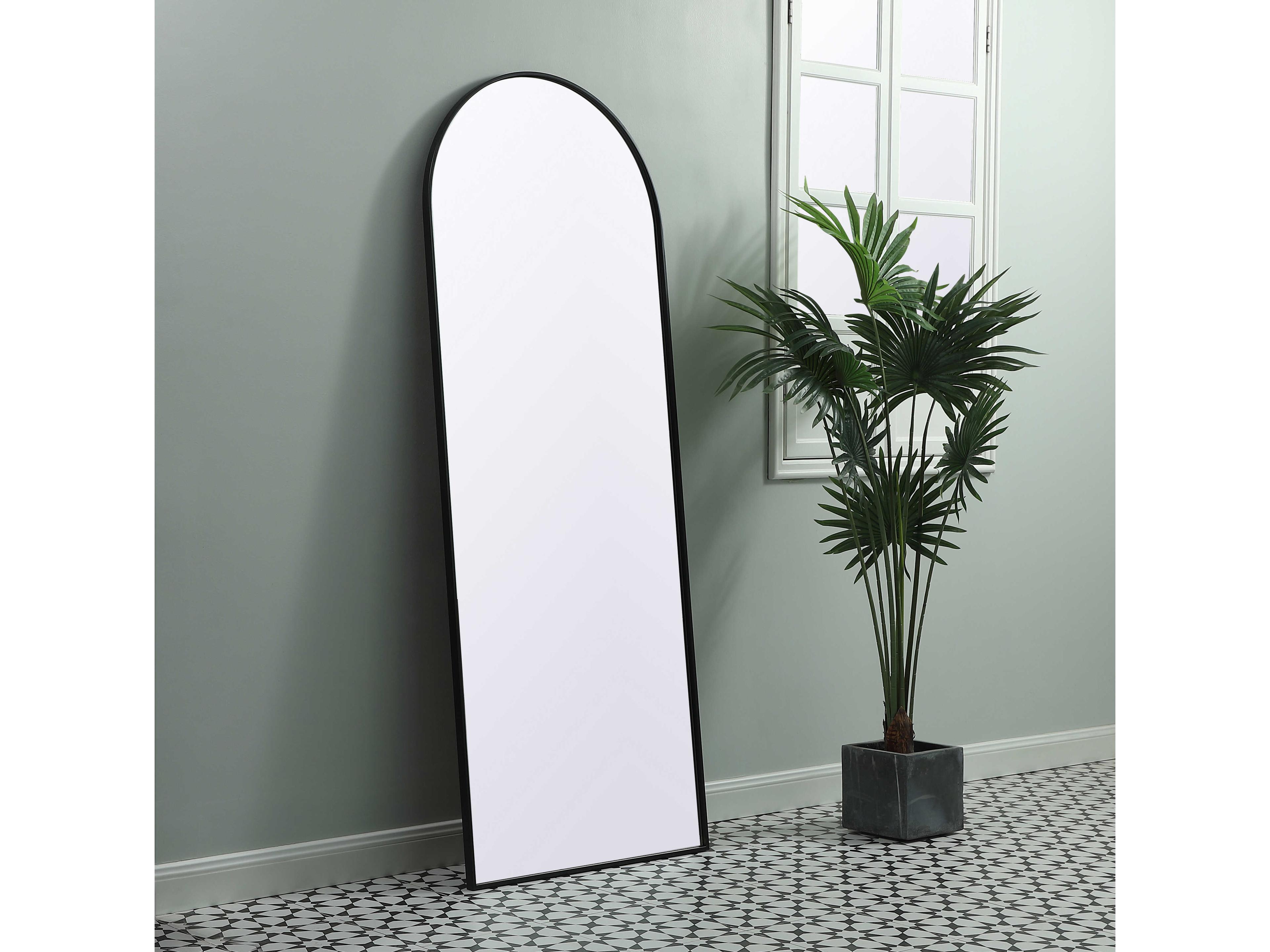 Elegant Lighting Ayra Black Arch Floor Mirror