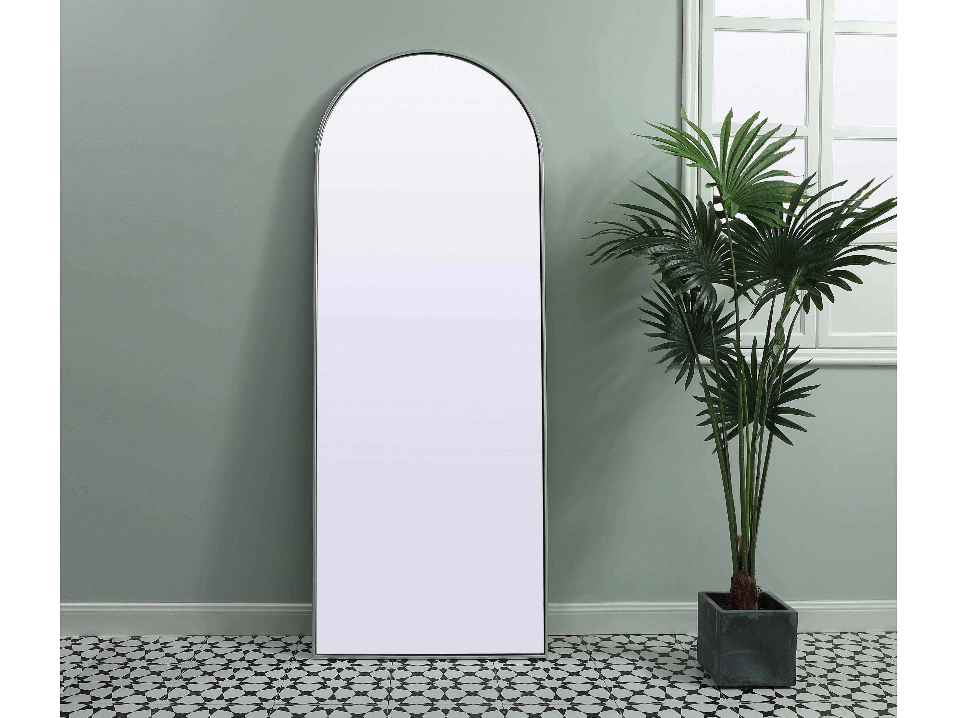 Elegant Lighting Ayra Silver Arch Floor Mirror