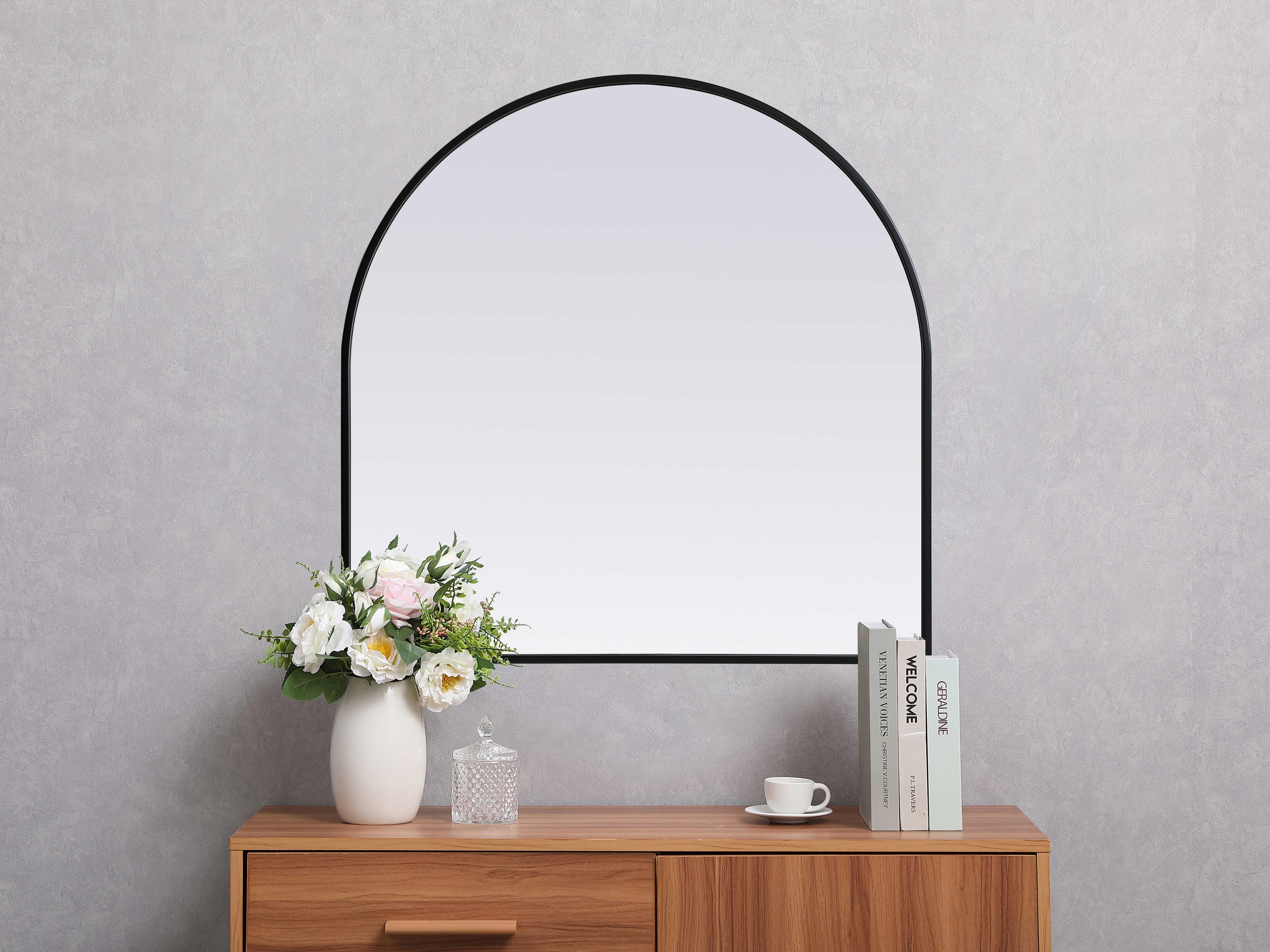 Elegant Lighting Ayra Black Arch Wall Mirror