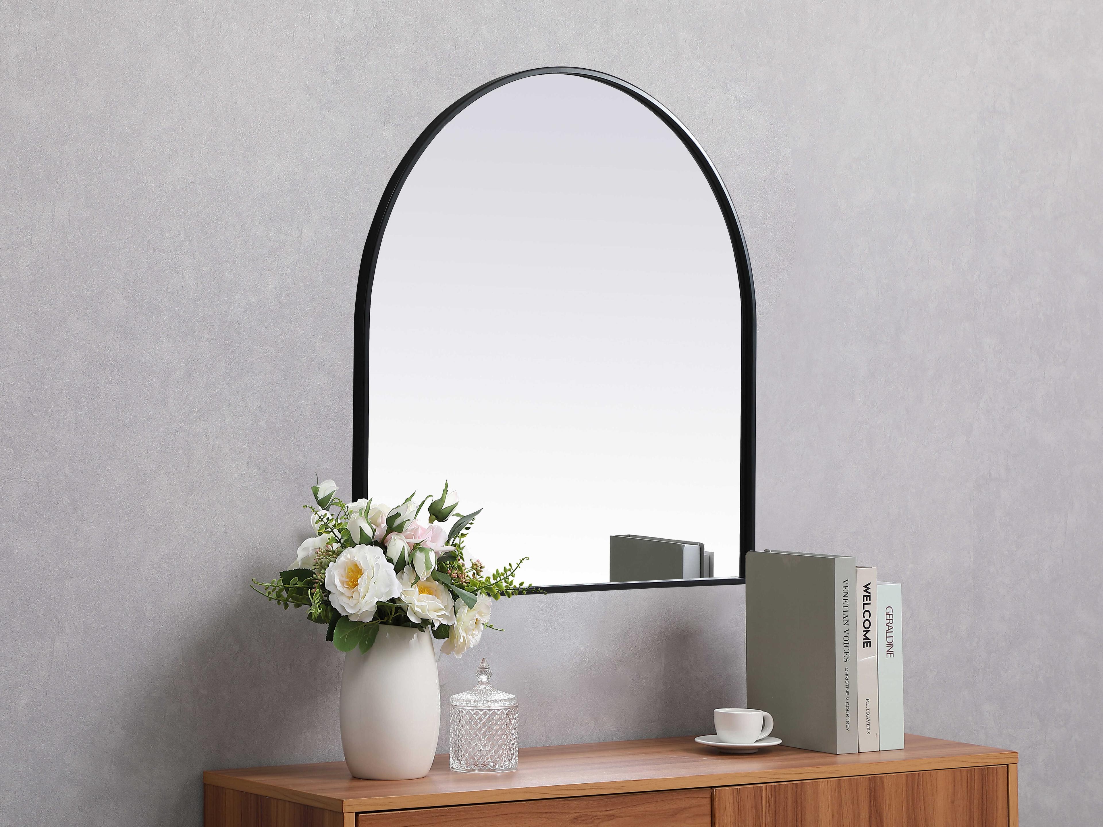 Elegant Lighting Ayra Black Arch Wall Mirror