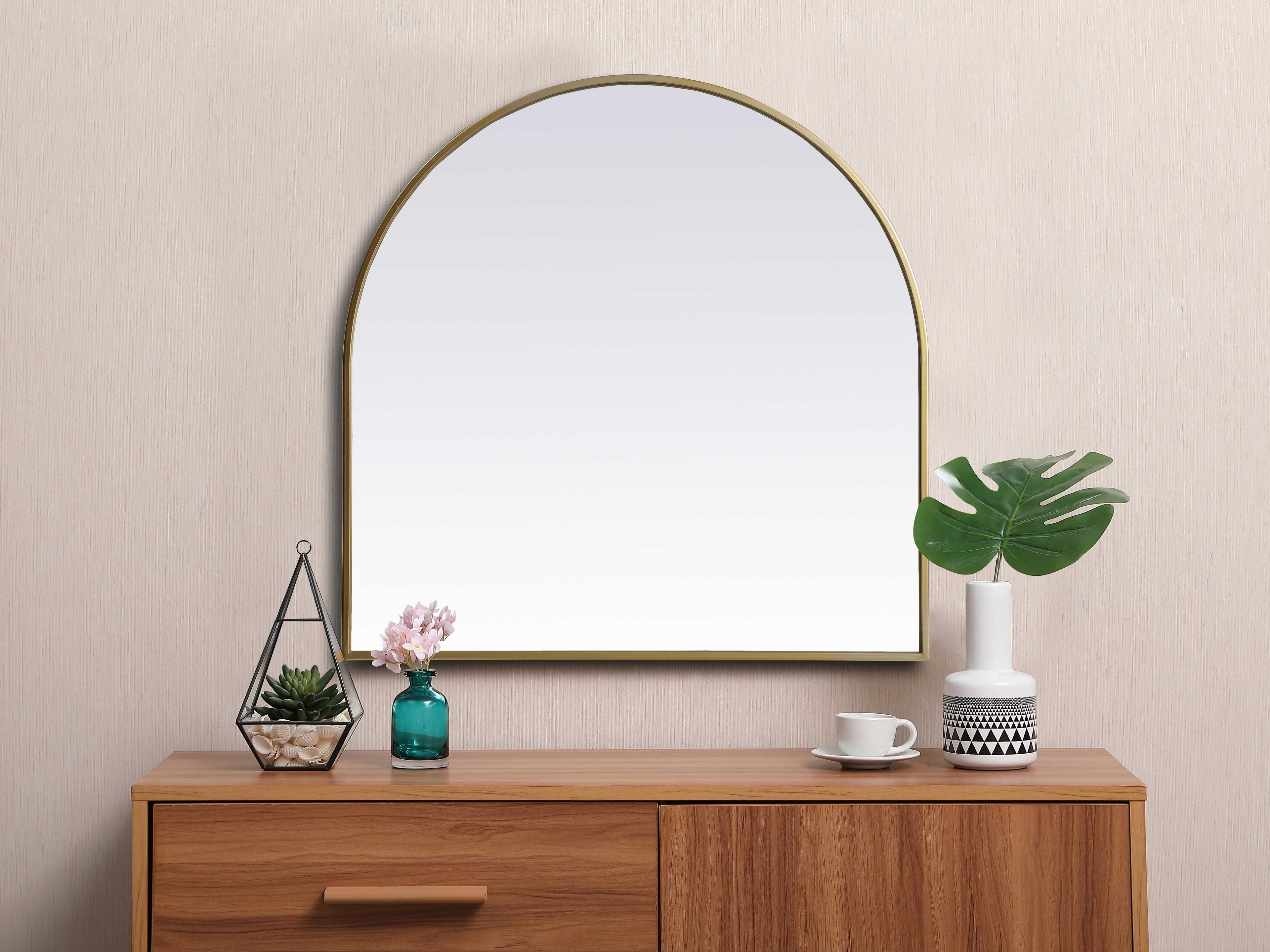 Elegant Lighting Ayra Brass Arch Wall Mirror
