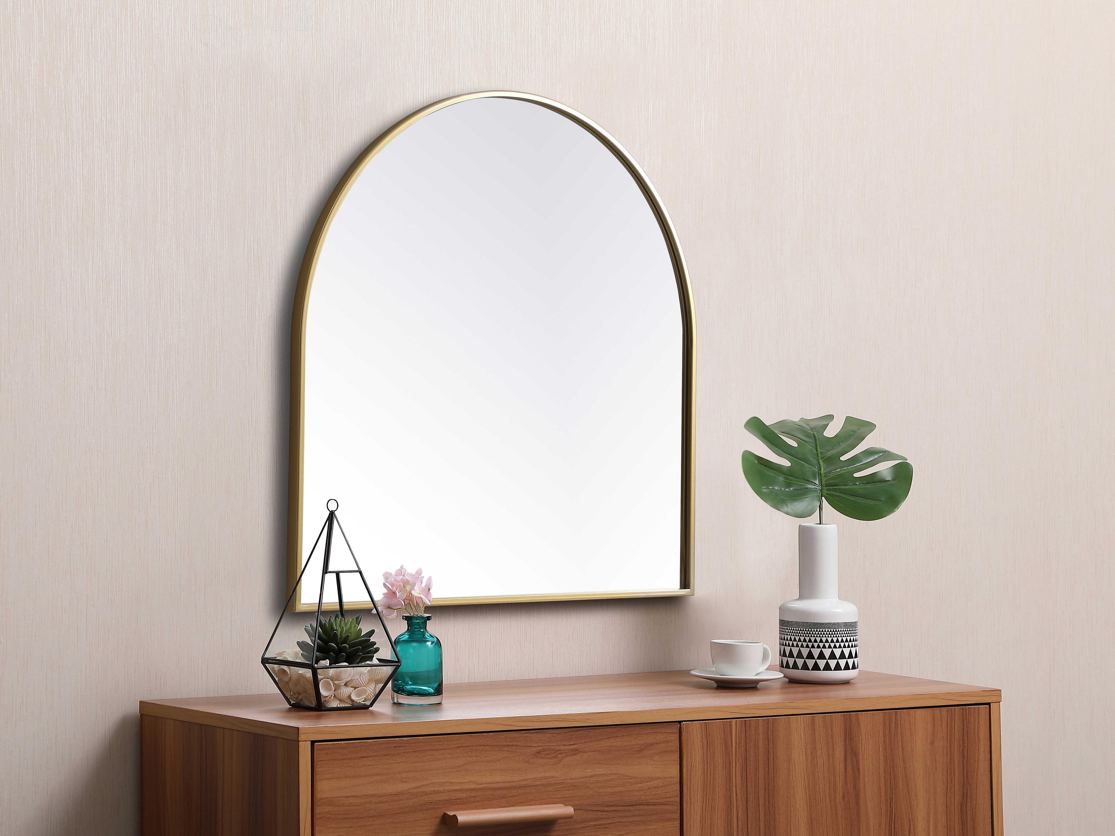 Elegant Lighting Ayra Brass Arch Wall Mirror
