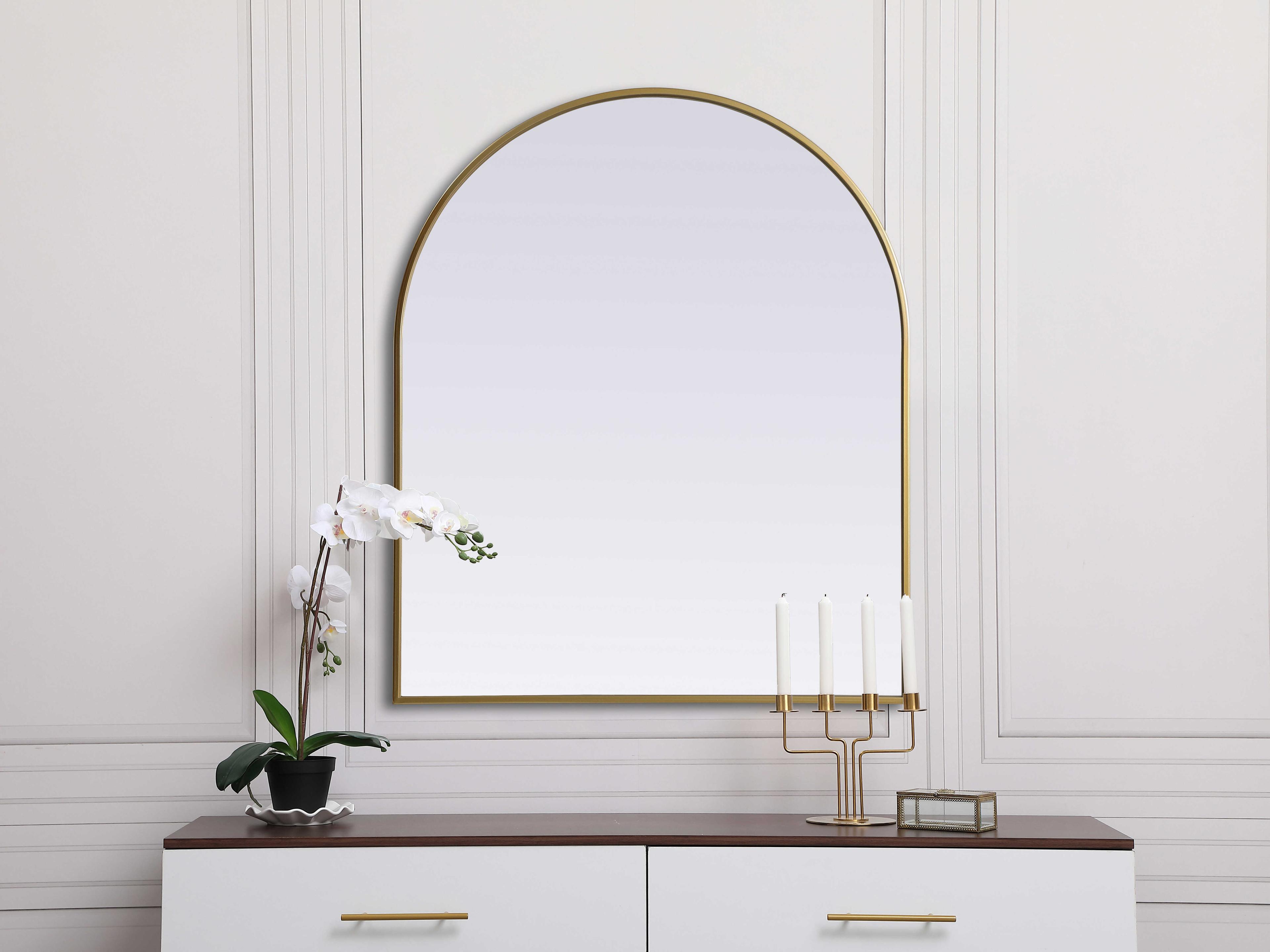 Elegant Lighting Ayra Brass Arch Wall Mirror