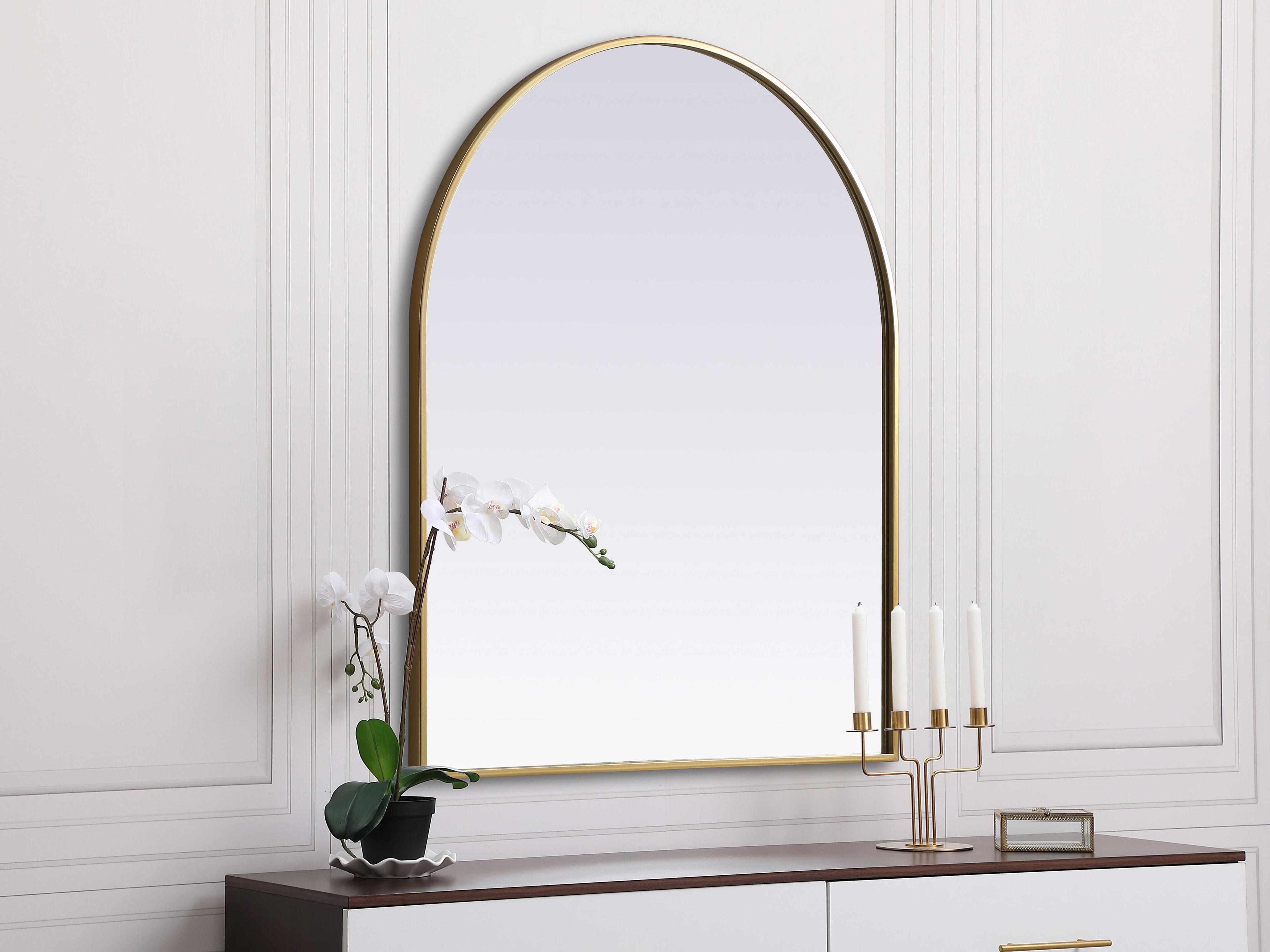 Elegant Lighting Ayra Brass Arch Wall Mirror