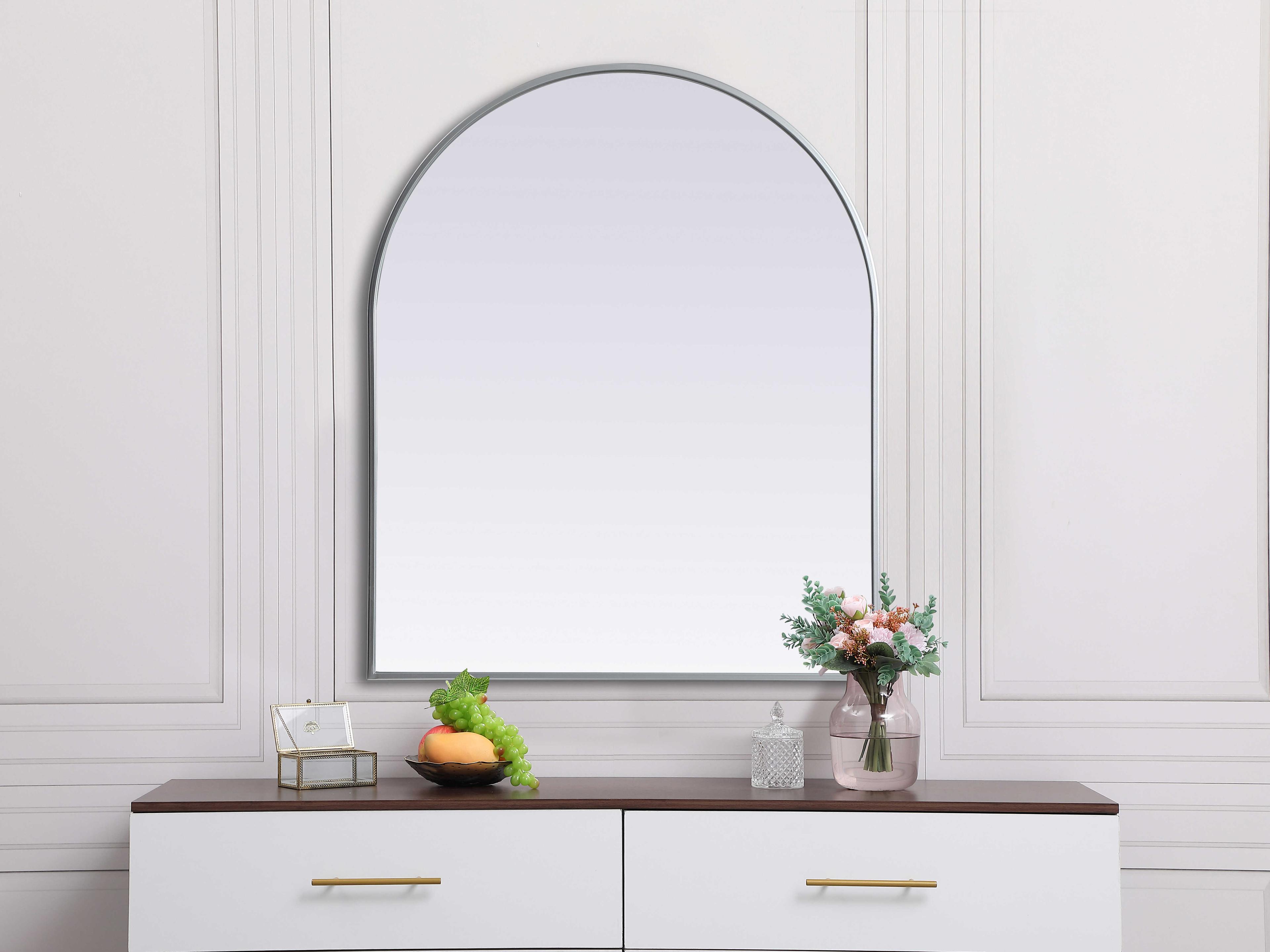 Elegant Lighting Ayra Silver Arch Wall Mirror