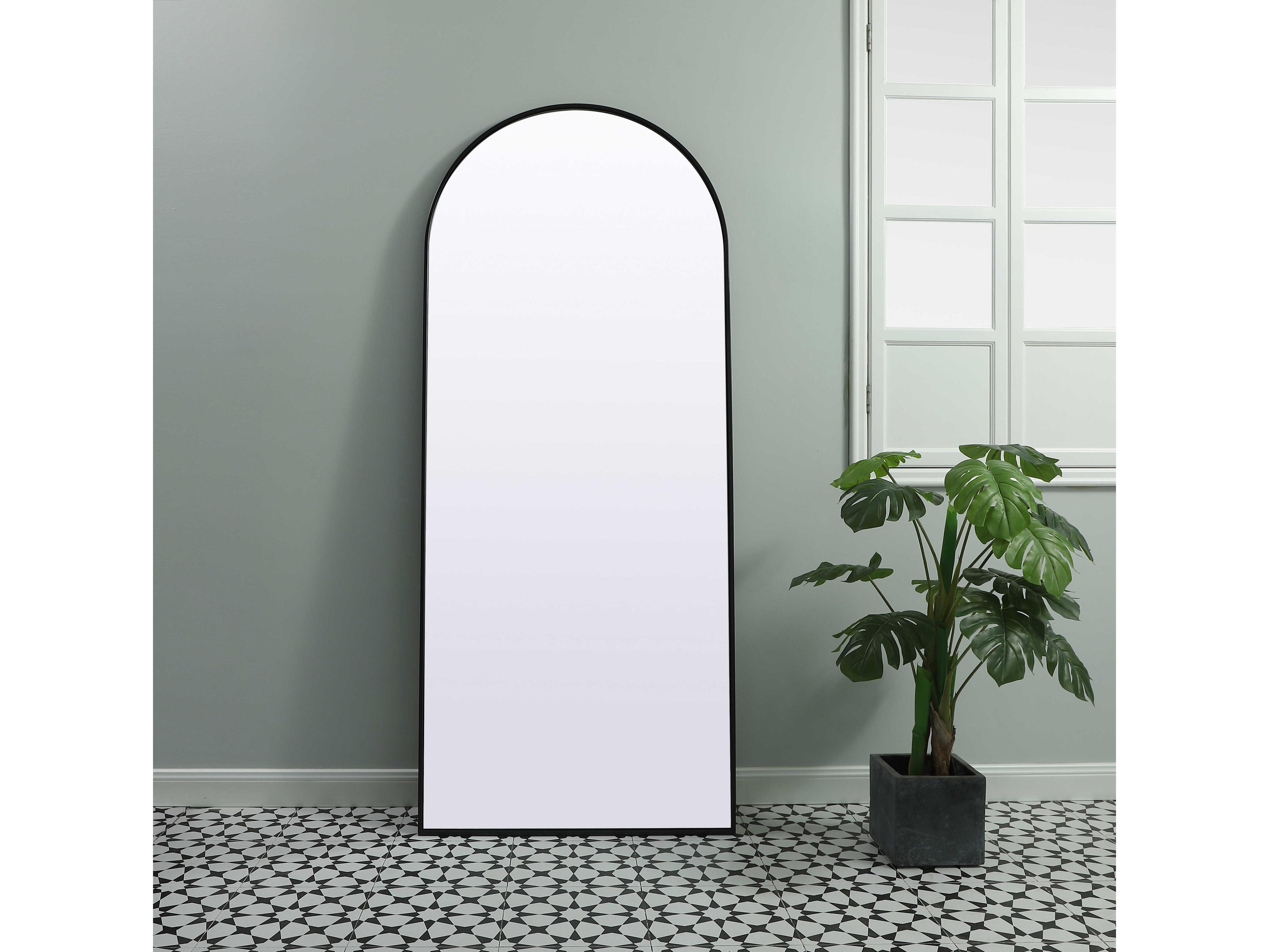 Elegant Lighting Ayra Black Arch Floor Mirror