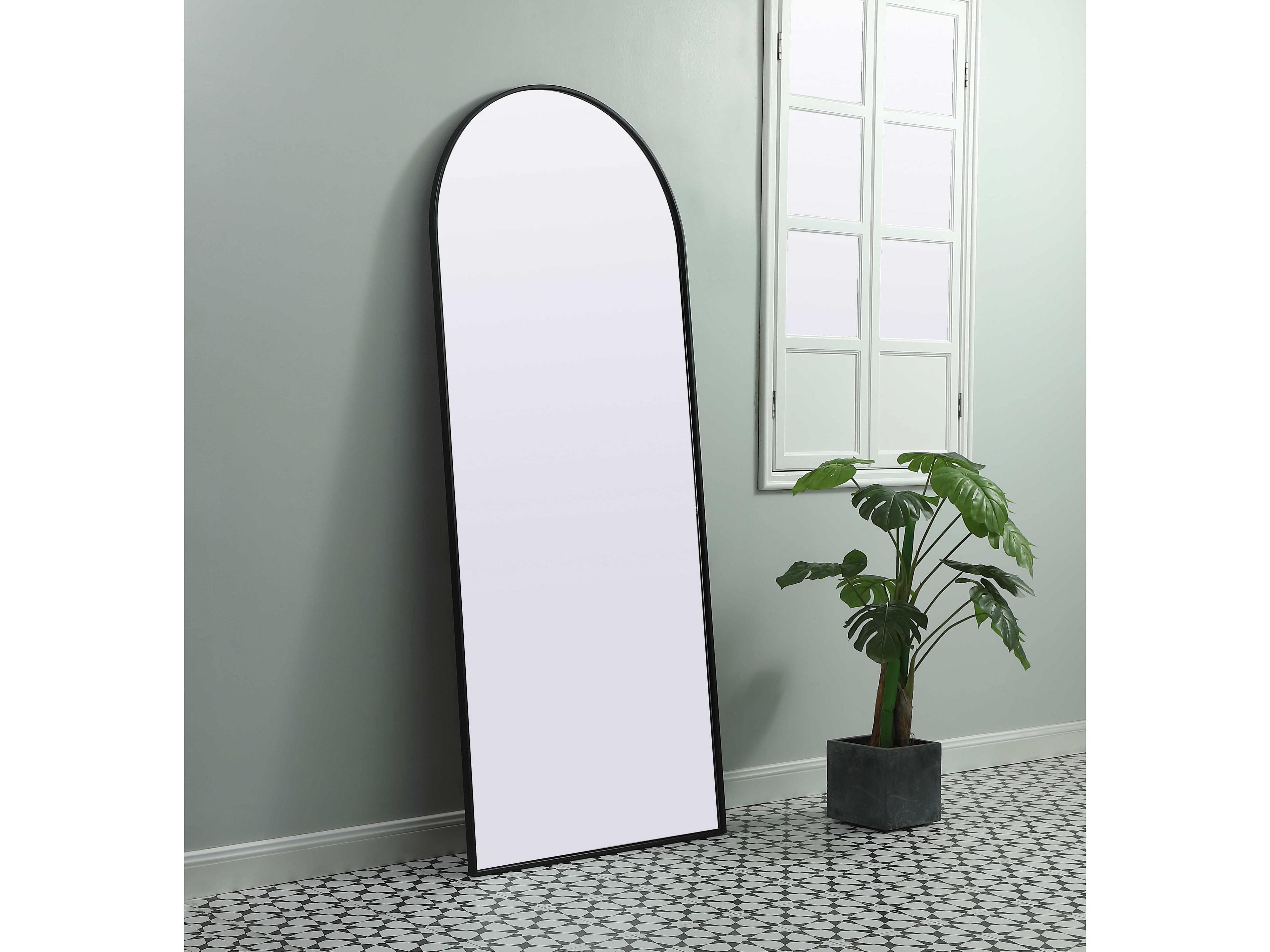 Elegant Lighting Ayra Black Arch Floor Mirror
