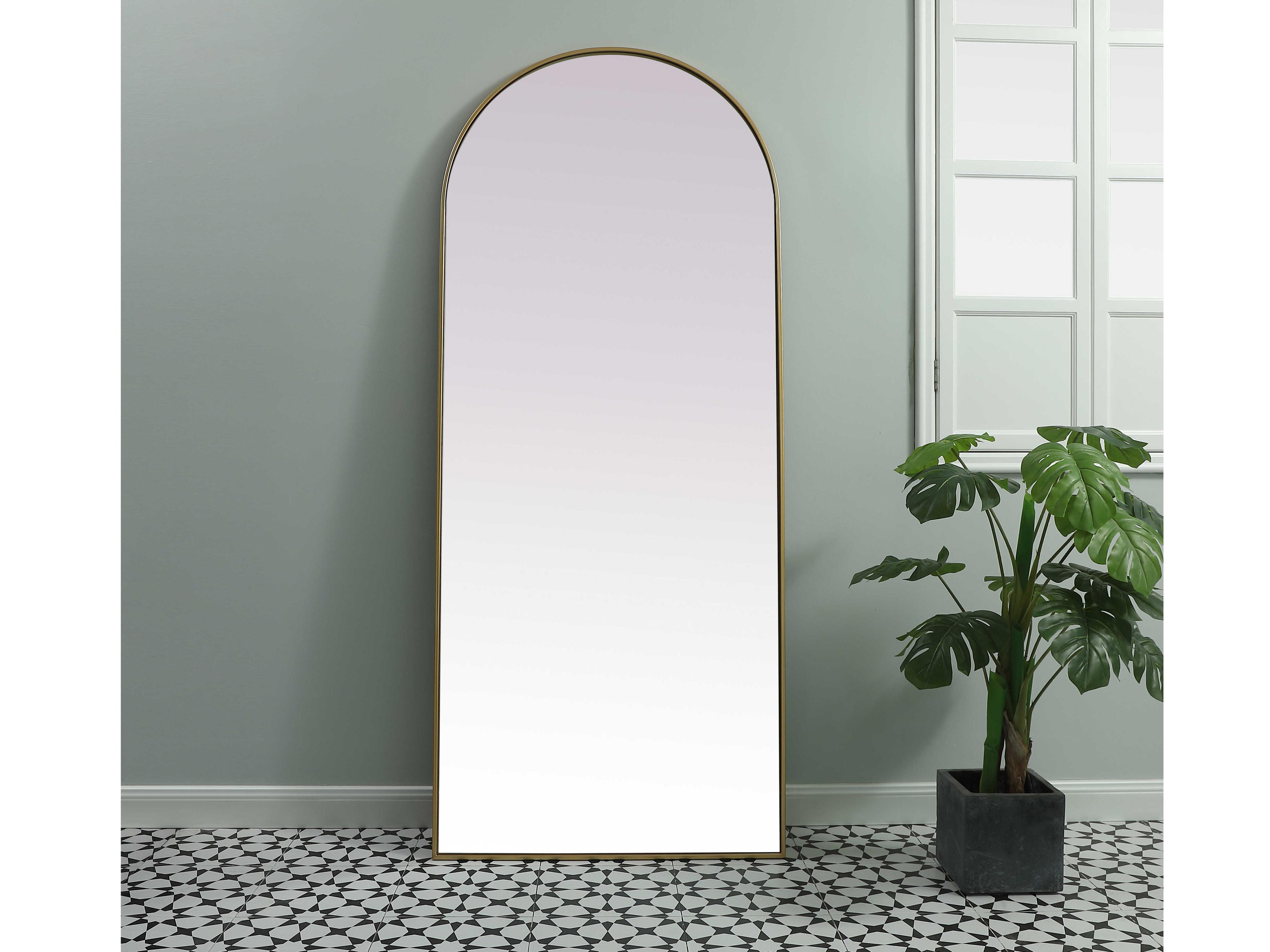 Elegant Lighting Ayra Brass Arch Floor Mirror
