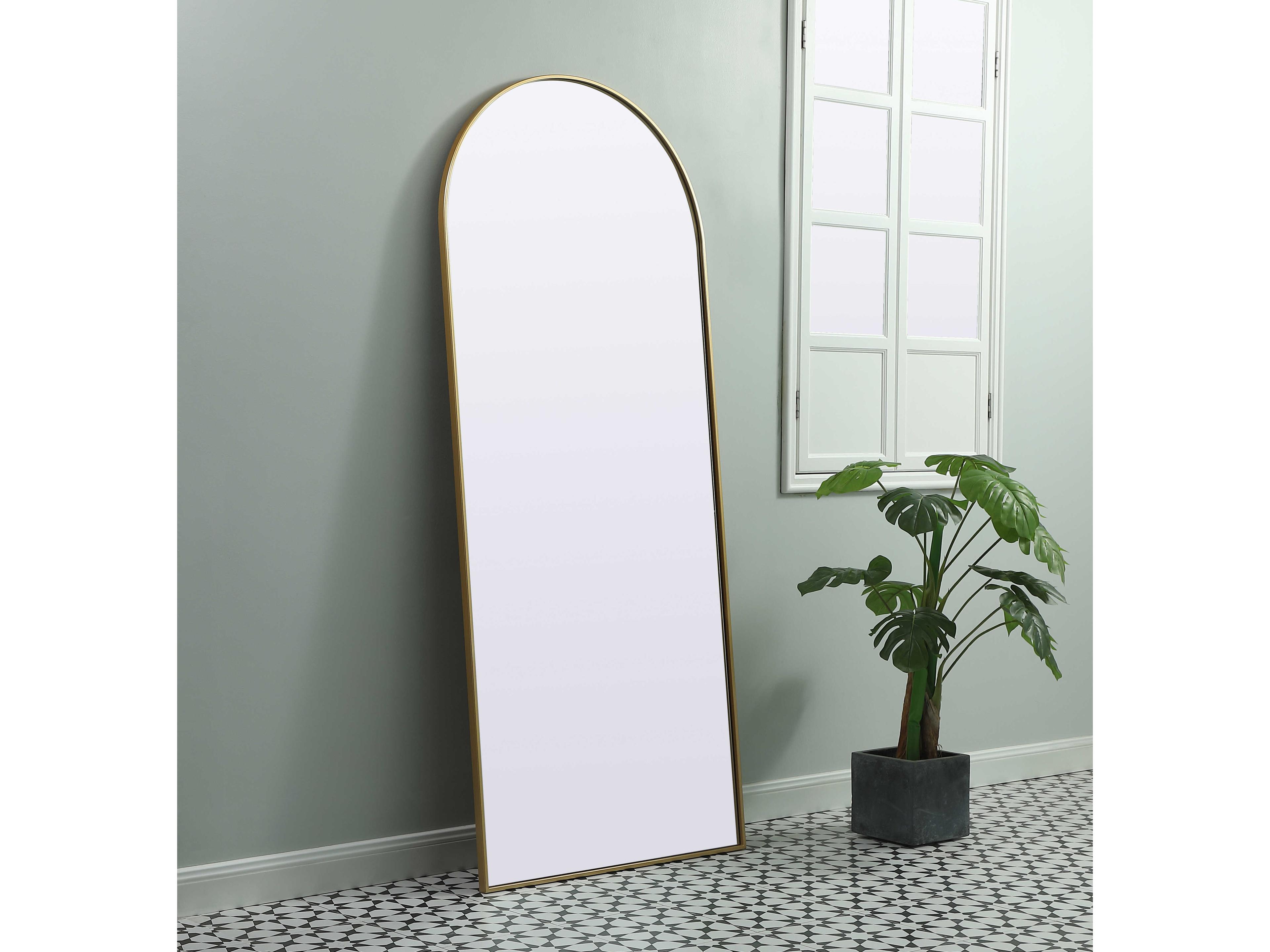 Elegant Lighting Ayra Brass Arch Floor Mirror