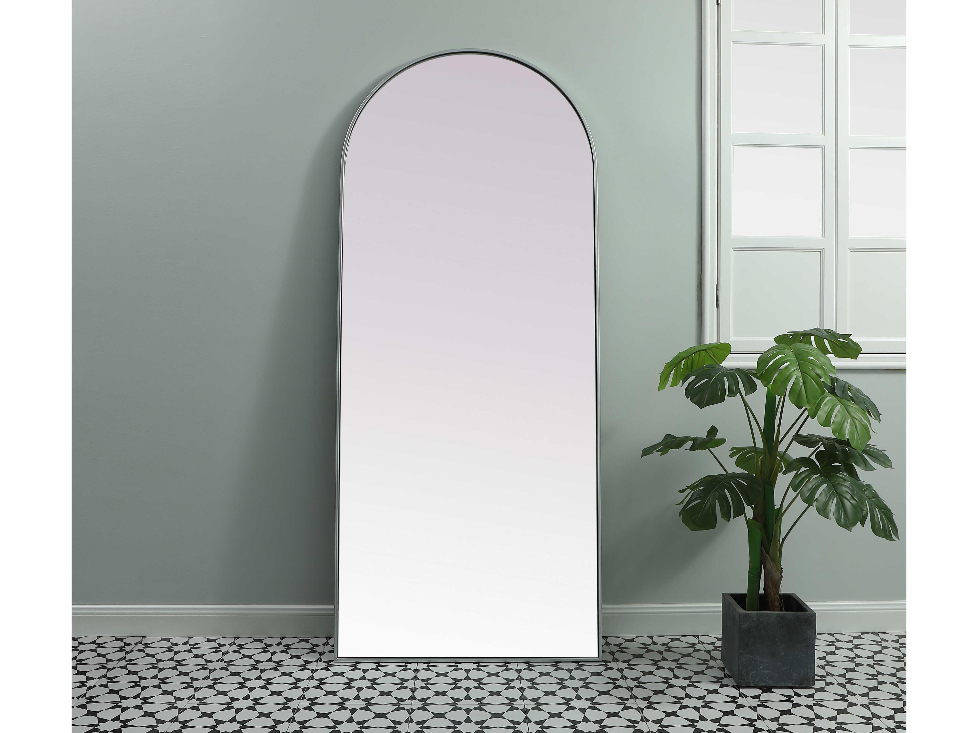 Elegant Lighting Ayra Silver Arch Floor Mirror