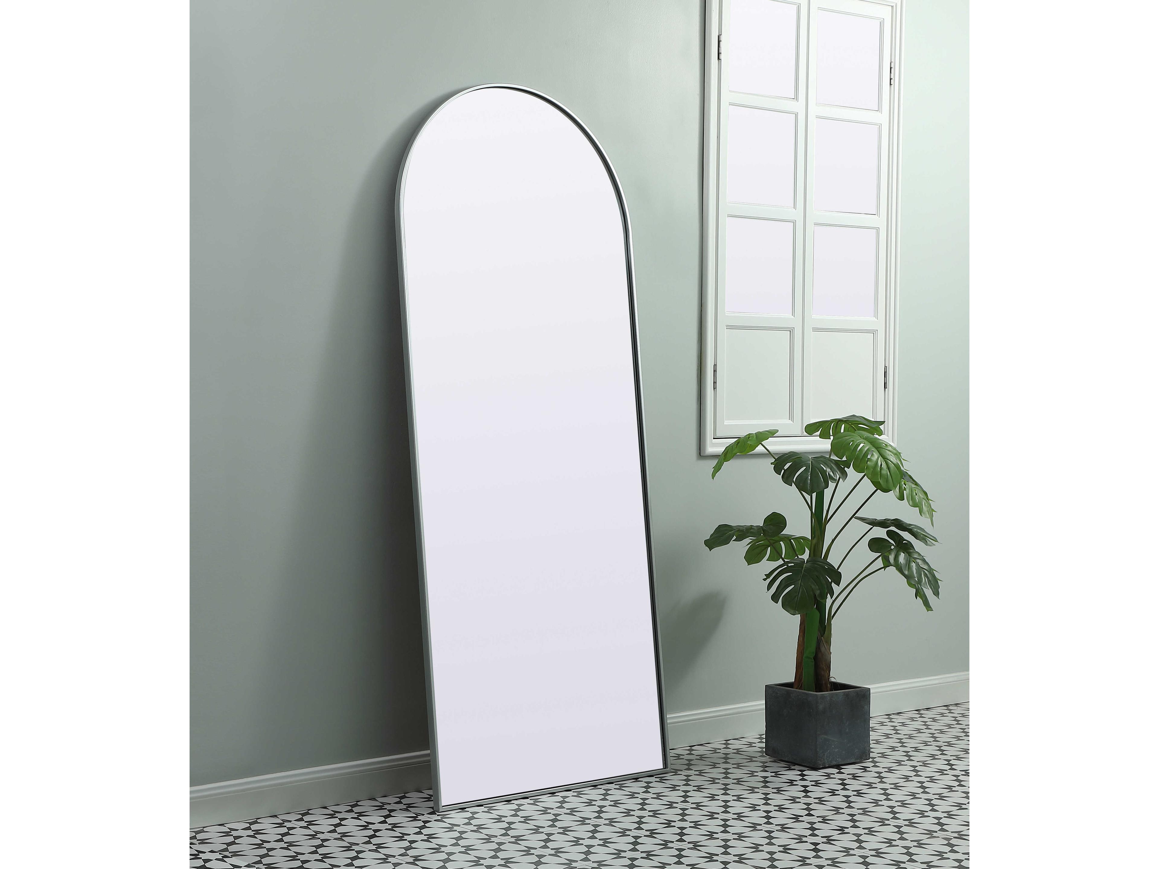 Elegant Lighting Ayra Silver Arch Floor Mirror