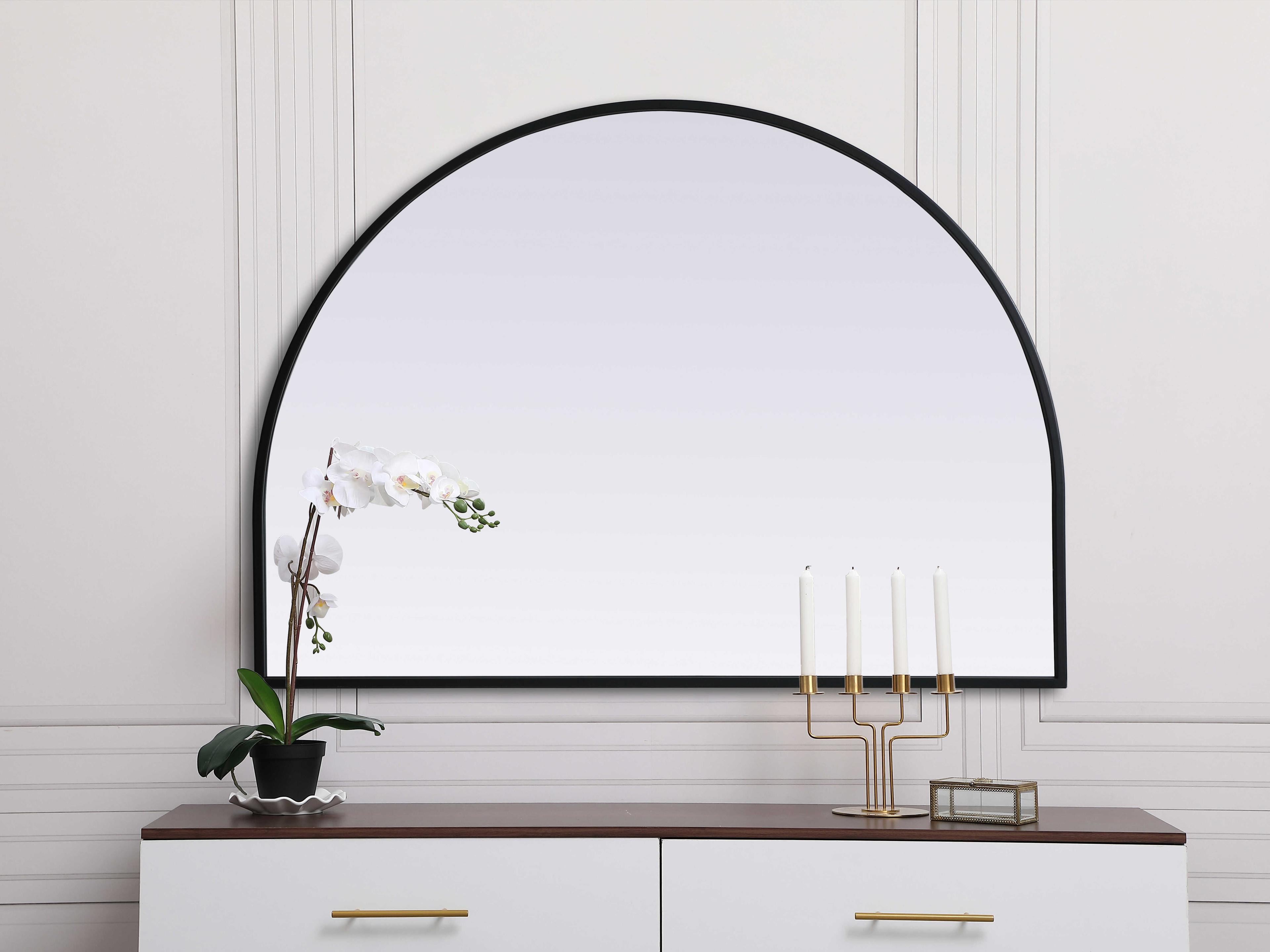 Elegant Lighting Ayra Black Arch Wall Mirror