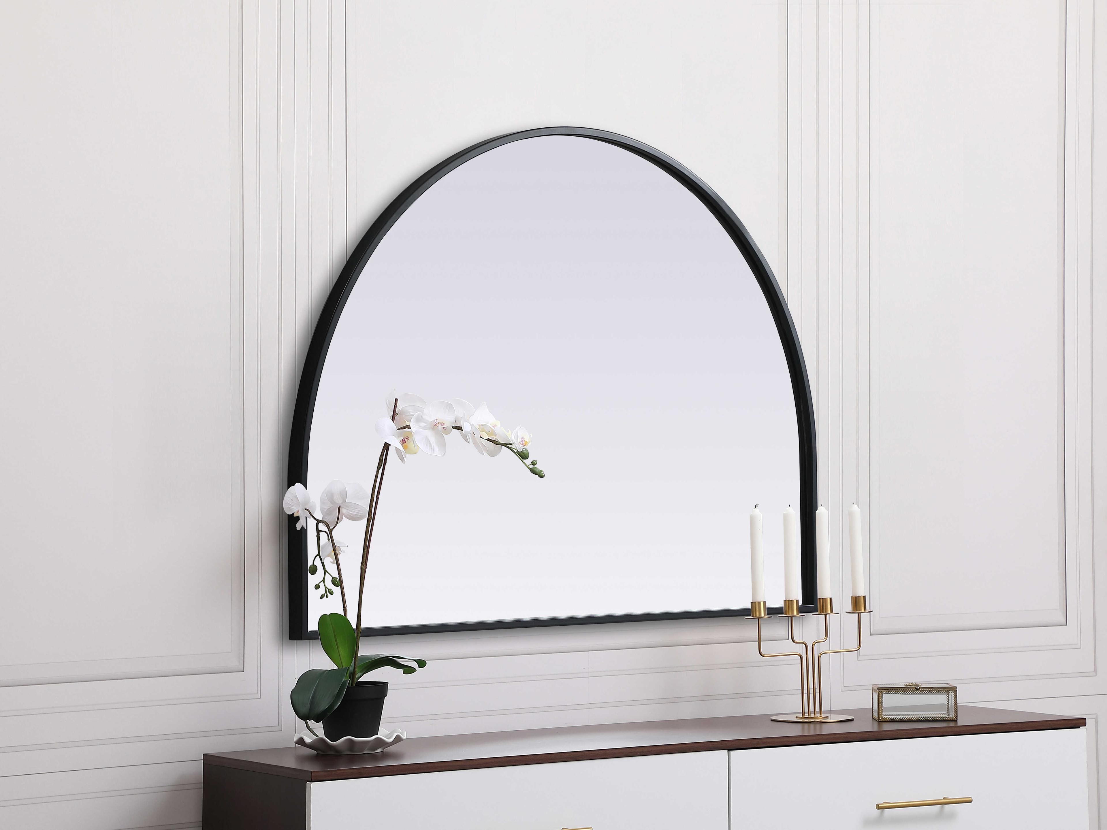 Elegant Lighting Ayra Black Arch Wall Mirror